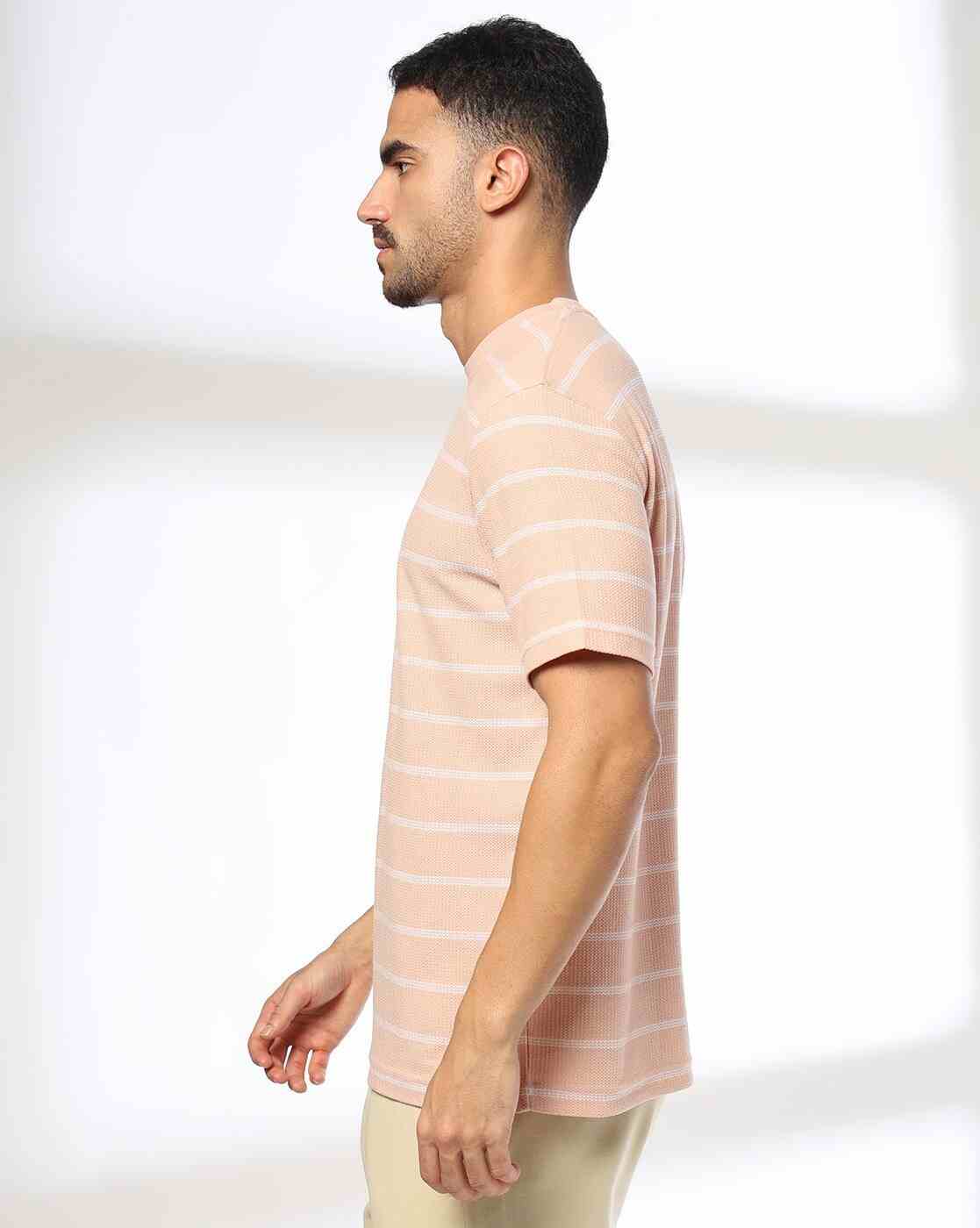Teamspirit | Men Striped Regular Fit Crew-Neck T-Shirt|1