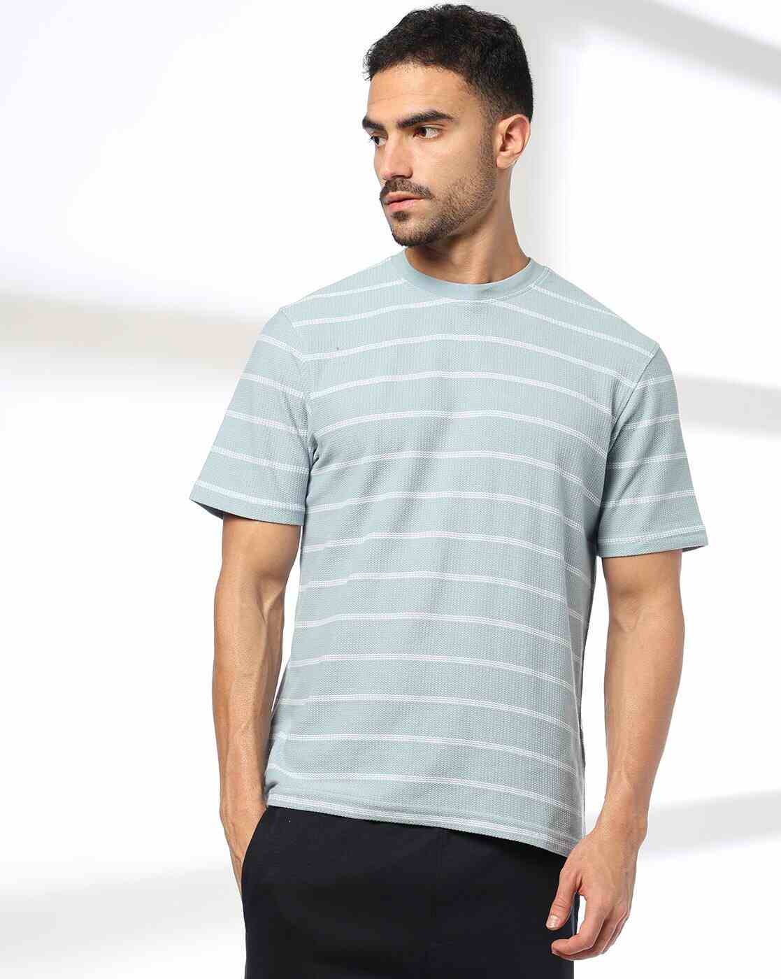 Men Striped Regular Fit Crew-Neck T-Shirt