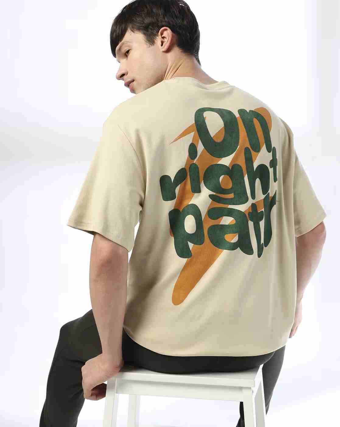 Teamspirit | Men Typographic Print Boxy Fit Crew-Neck T-Shirt|0