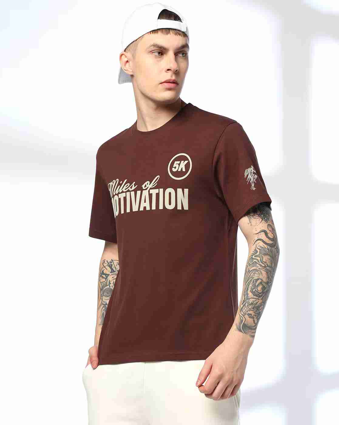 Men Statement Chest Print Regular Fit Crew-Neck T-Shirt