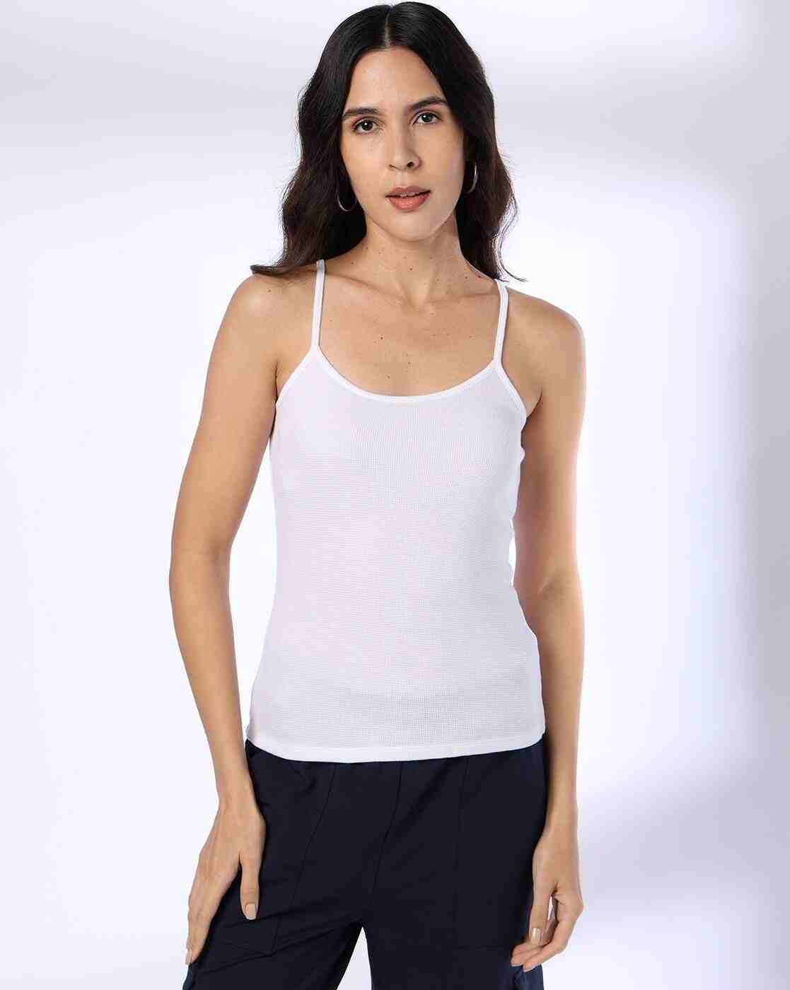 Waffle-Knit Camisole with Adjustable Strap