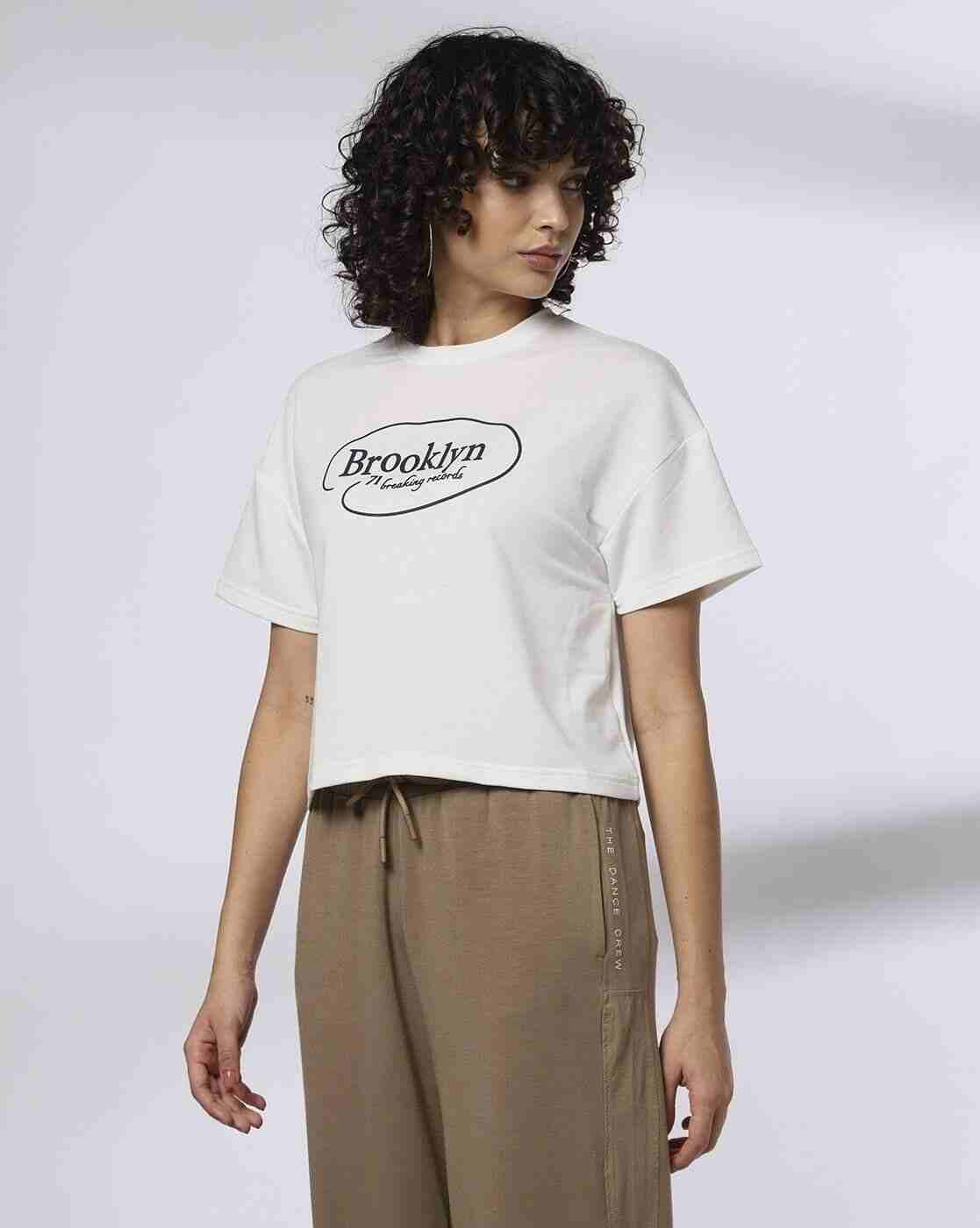 Teamspirit | Women Brand Print Boxy Fit Crew-Neck T-Shirt|1