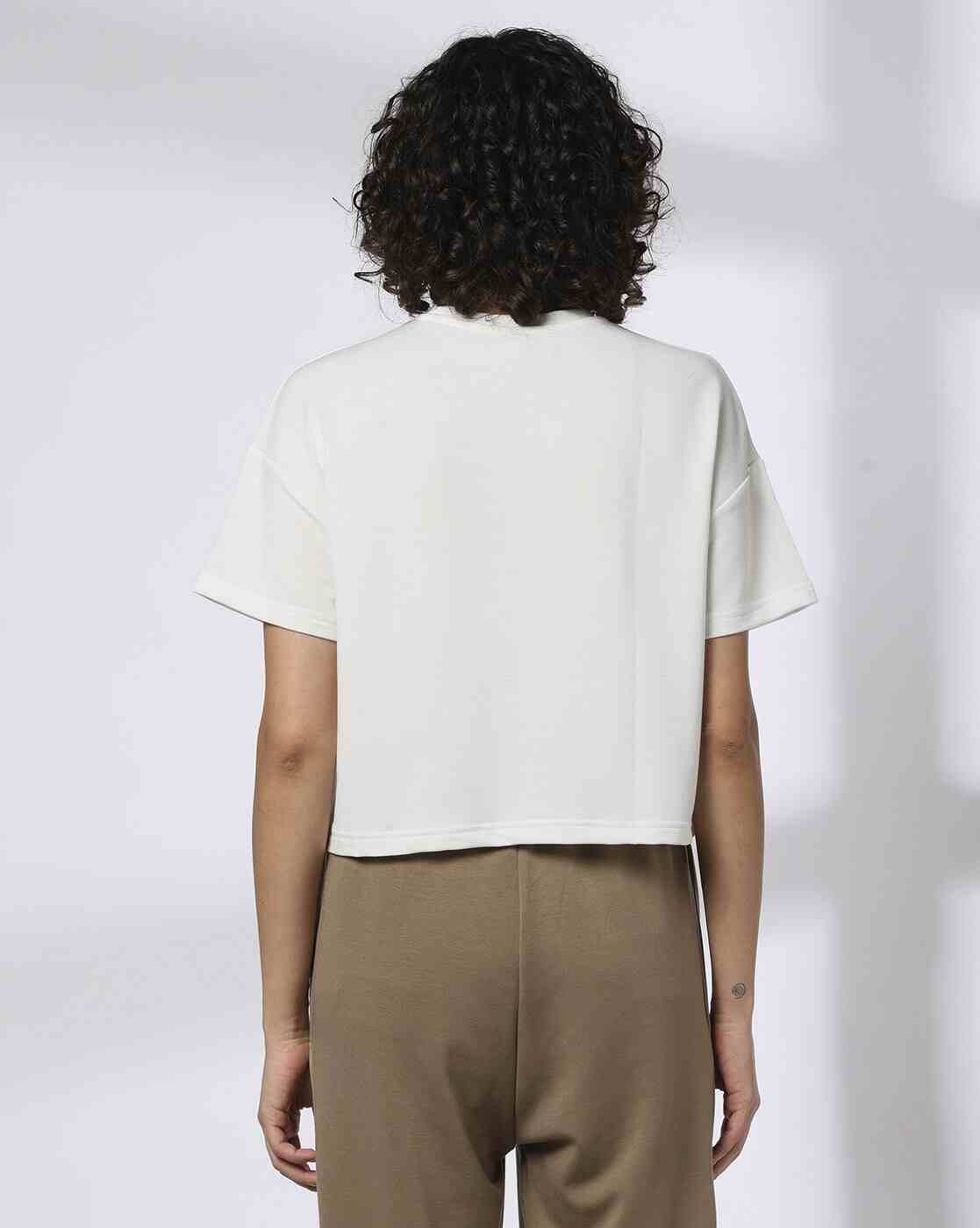 Teamspirit | Women Brand Print Boxy Fit Crew-Neck T-Shirt|2