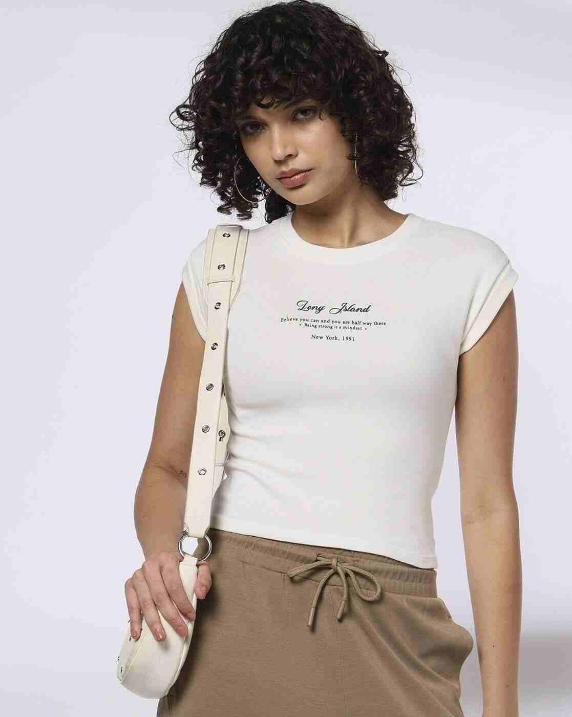 Teamspirit | Women Typographic Print Fitted Crew-Neck T-Shirt|0