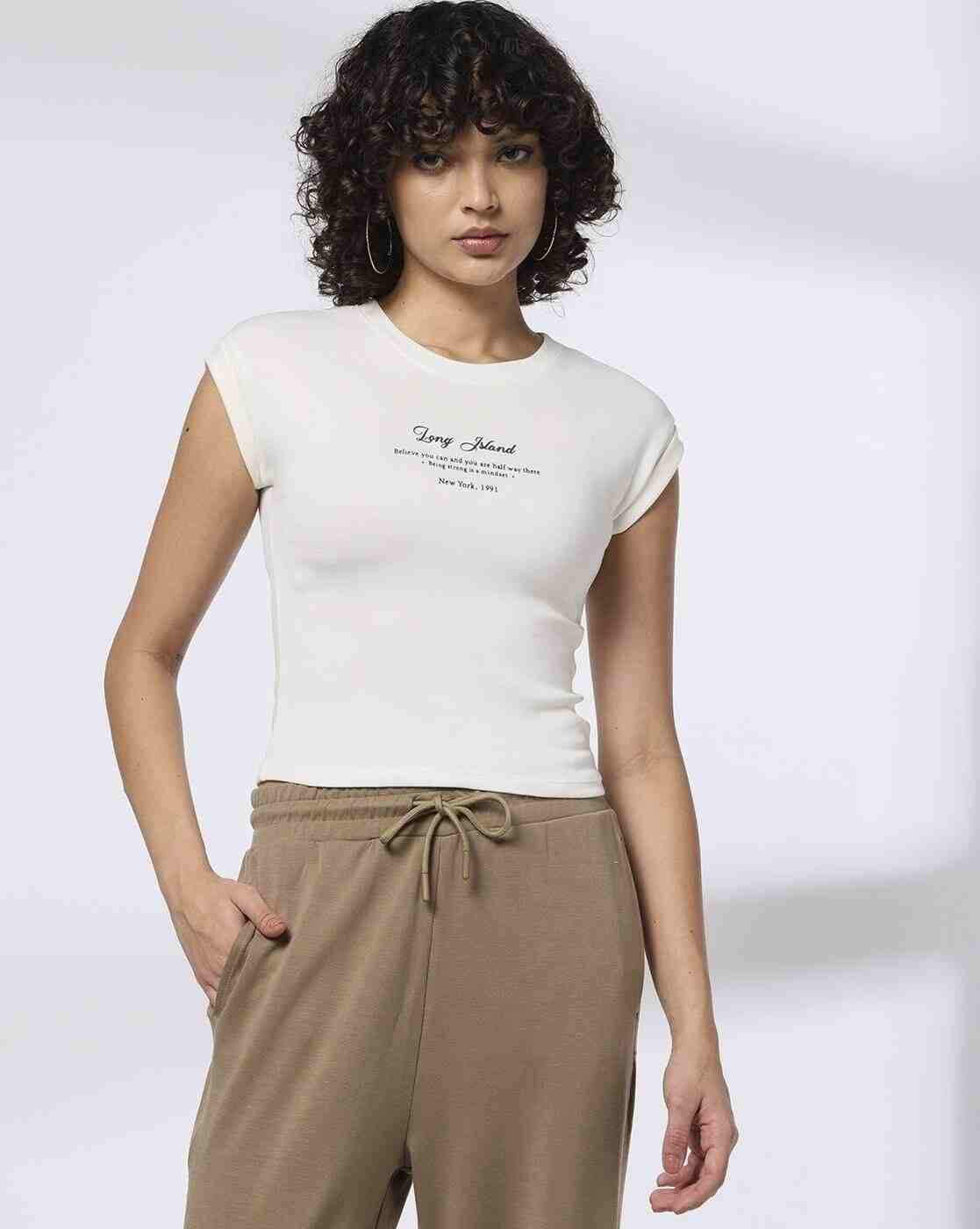 Teamspirit | Women Typographic Print Fitted Crew-Neck T-Shirt|3