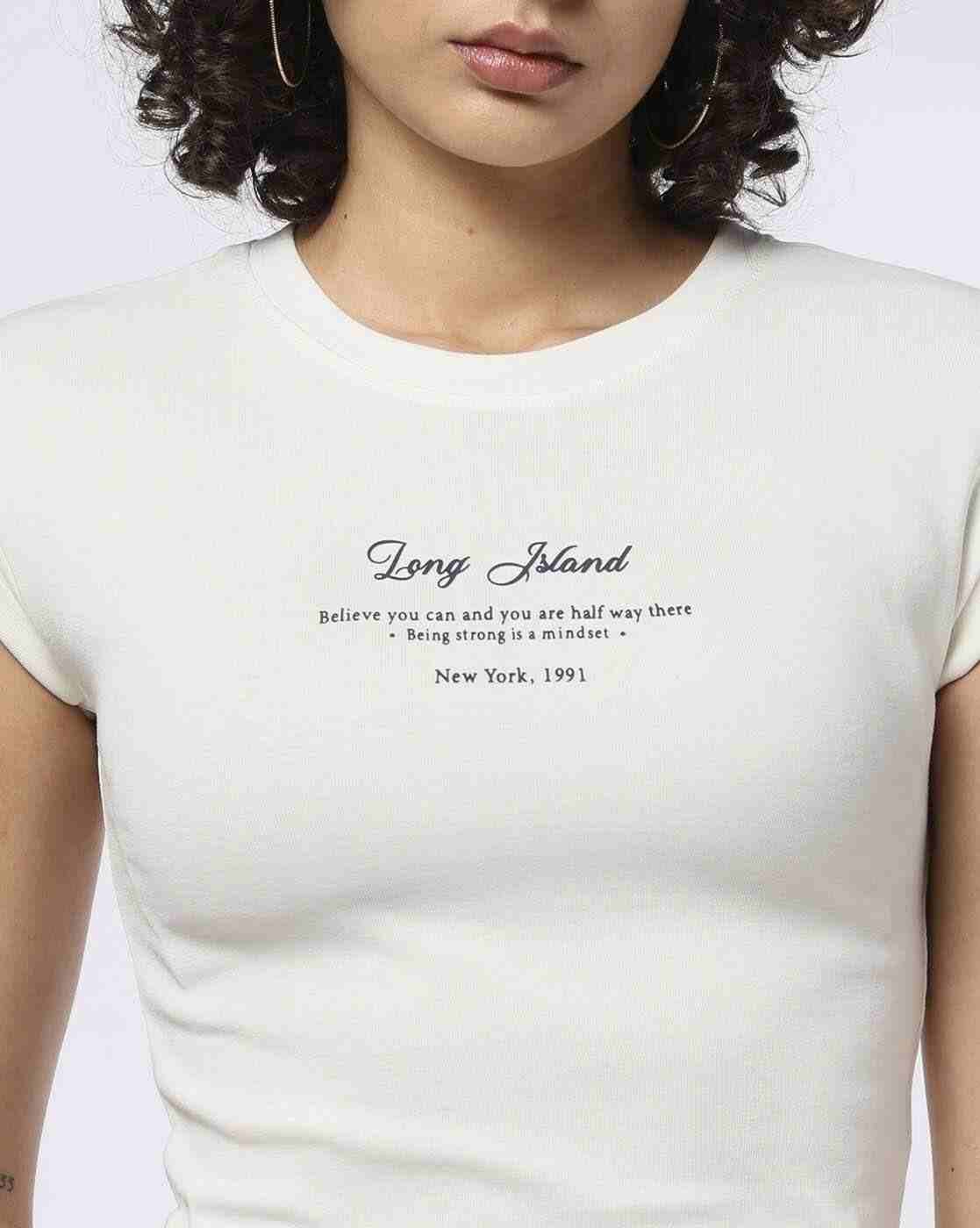 Teamspirit | Women Typographic Print Fitted Crew-Neck T-Shirt|4