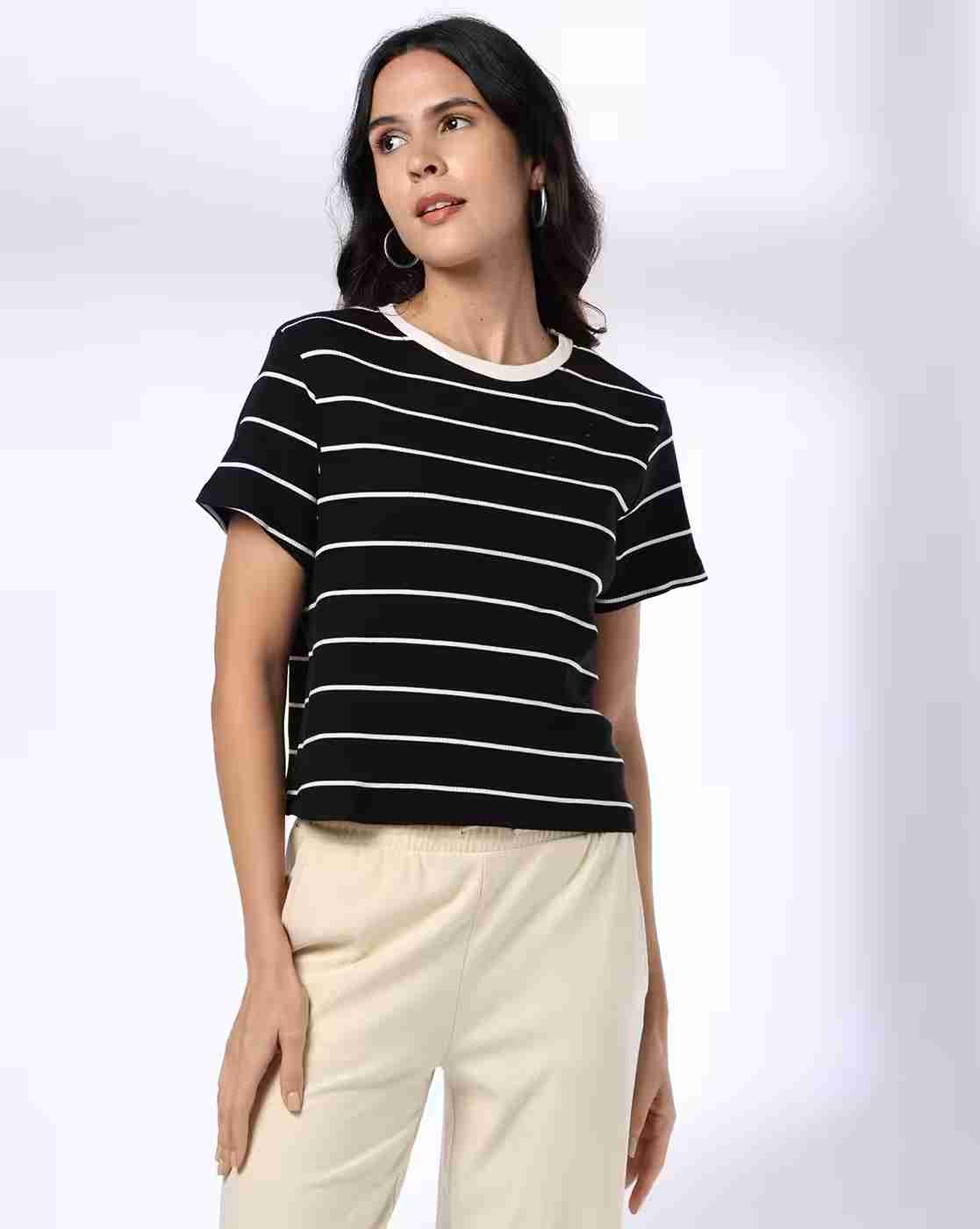 Teamspirit | Women Striped Crew-Neck T-Shirt|0
