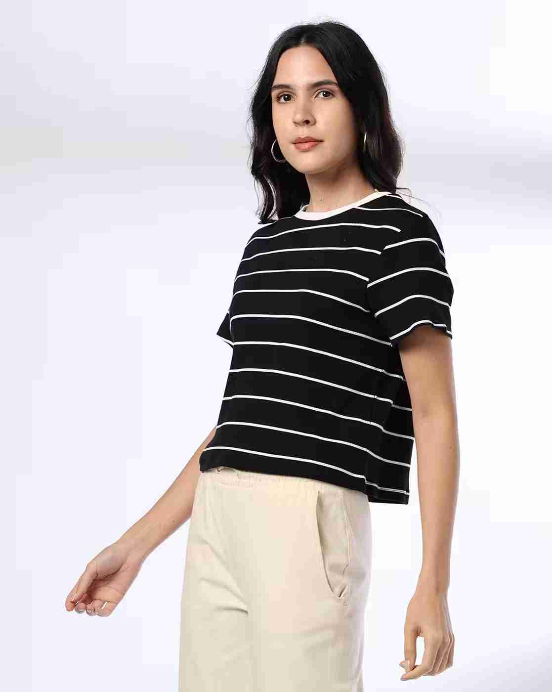 Teamspirit | Women Striped Crew-Neck T-Shirt|1