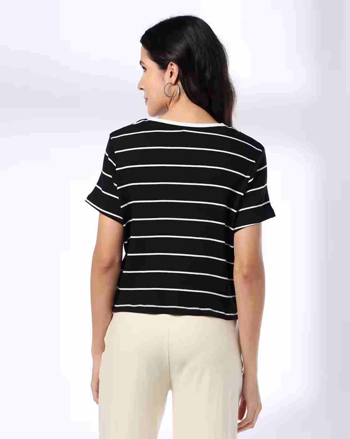 Teamspirit | Women Striped Crew-Neck T-Shirt|2