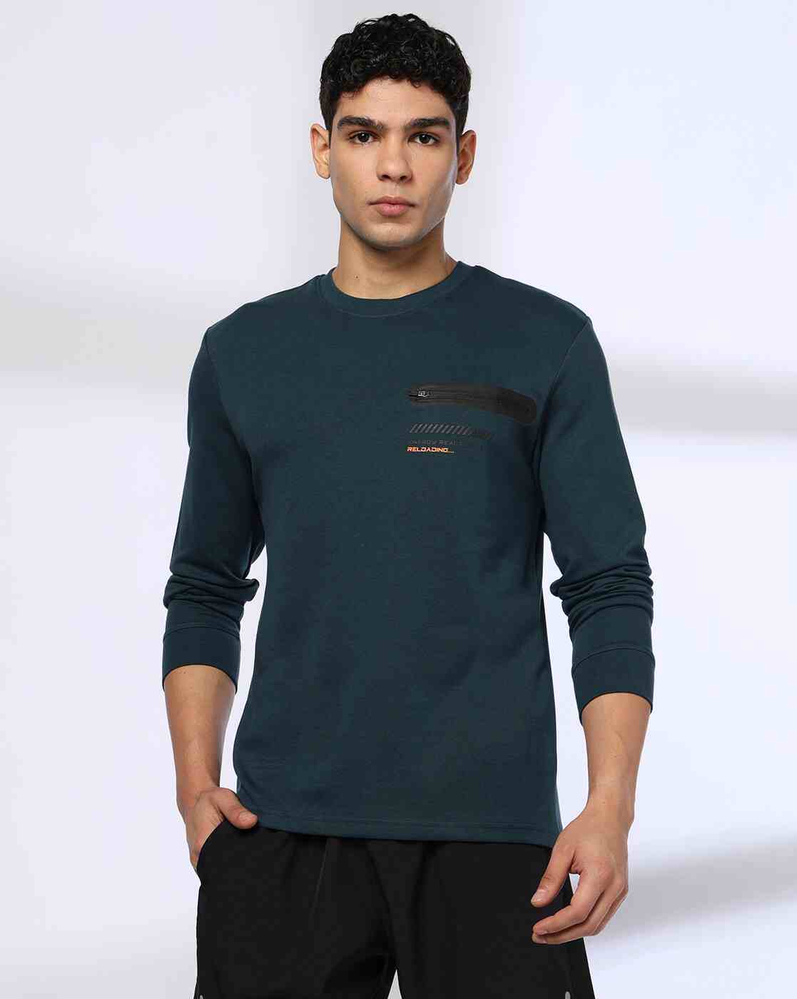 Teamspirit | Men Regular Fit Crew-Neck T-Shirt with Bonded Zipper Detail|0