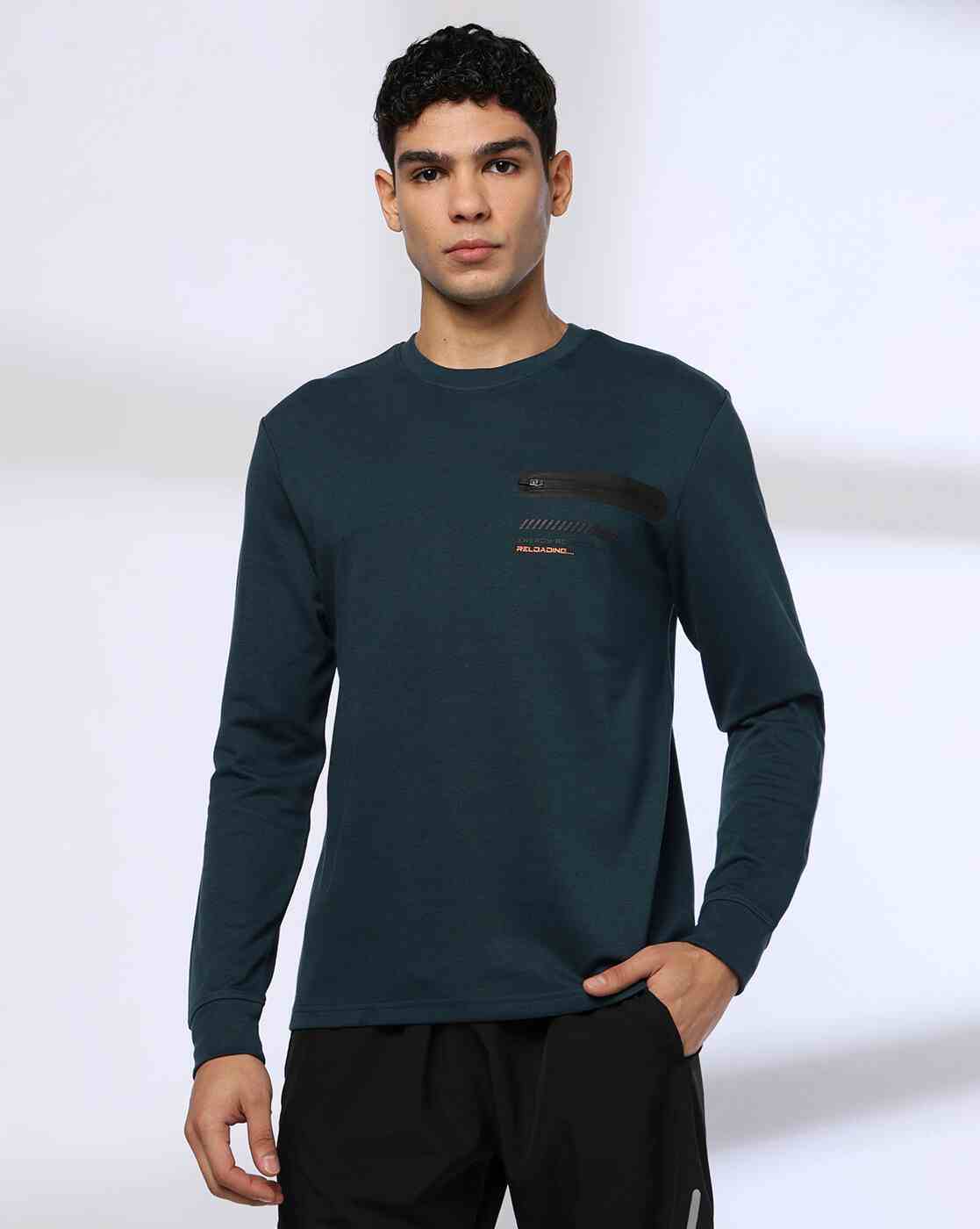 Teamspirit | Men Regular Fit Crew-Neck T-Shirt with Bonded Zipper Detail|3
