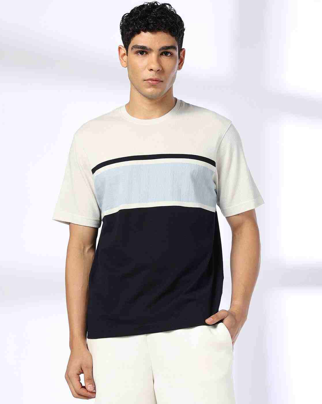 Men Panelled Regular Fit T-Shirt