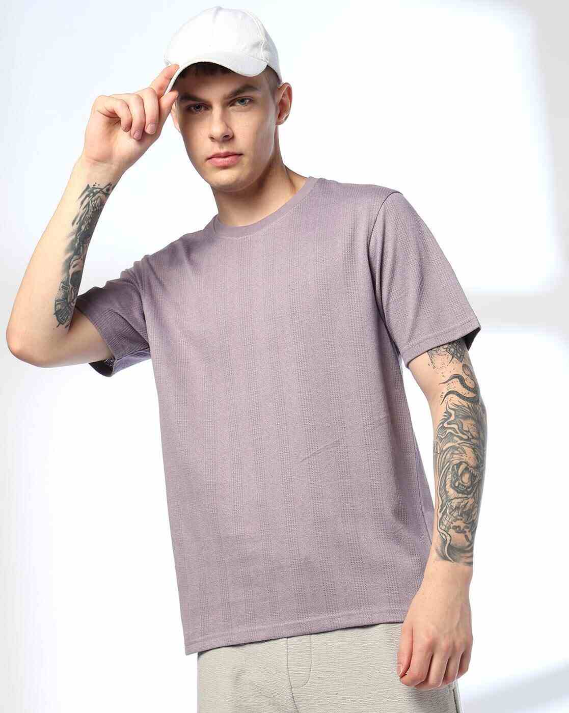 Teamspirit | Men Verti Dots Pattern Regular Fit Crew-Neck T-Shirt|0