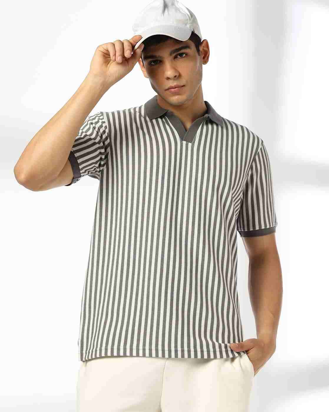 Teamspirit | Men Striped Regular Fit Flatknit Polo T-Shirt|0