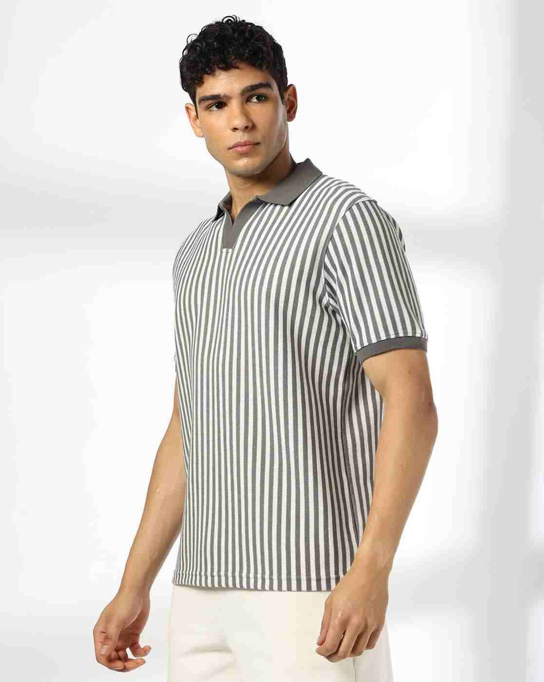 Teamspirit | Men Striped Regular Fit Flatknit Polo T-Shirt|1