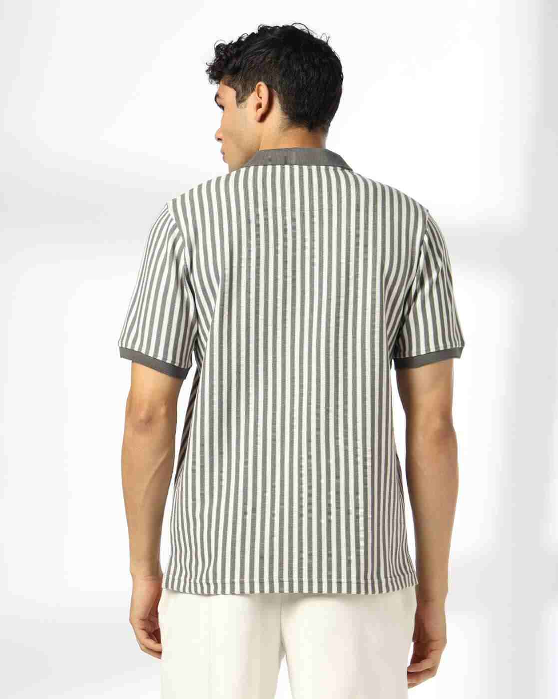 Teamspirit | Men Striped Regular Fit Flatknit Polo T-Shirt|2
