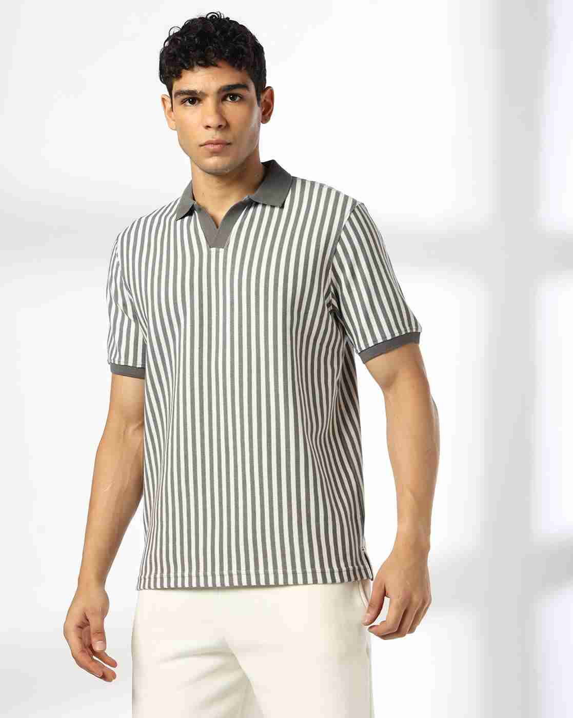 Teamspirit | Men Striped Regular Fit Flatknit Polo T-Shirt|3