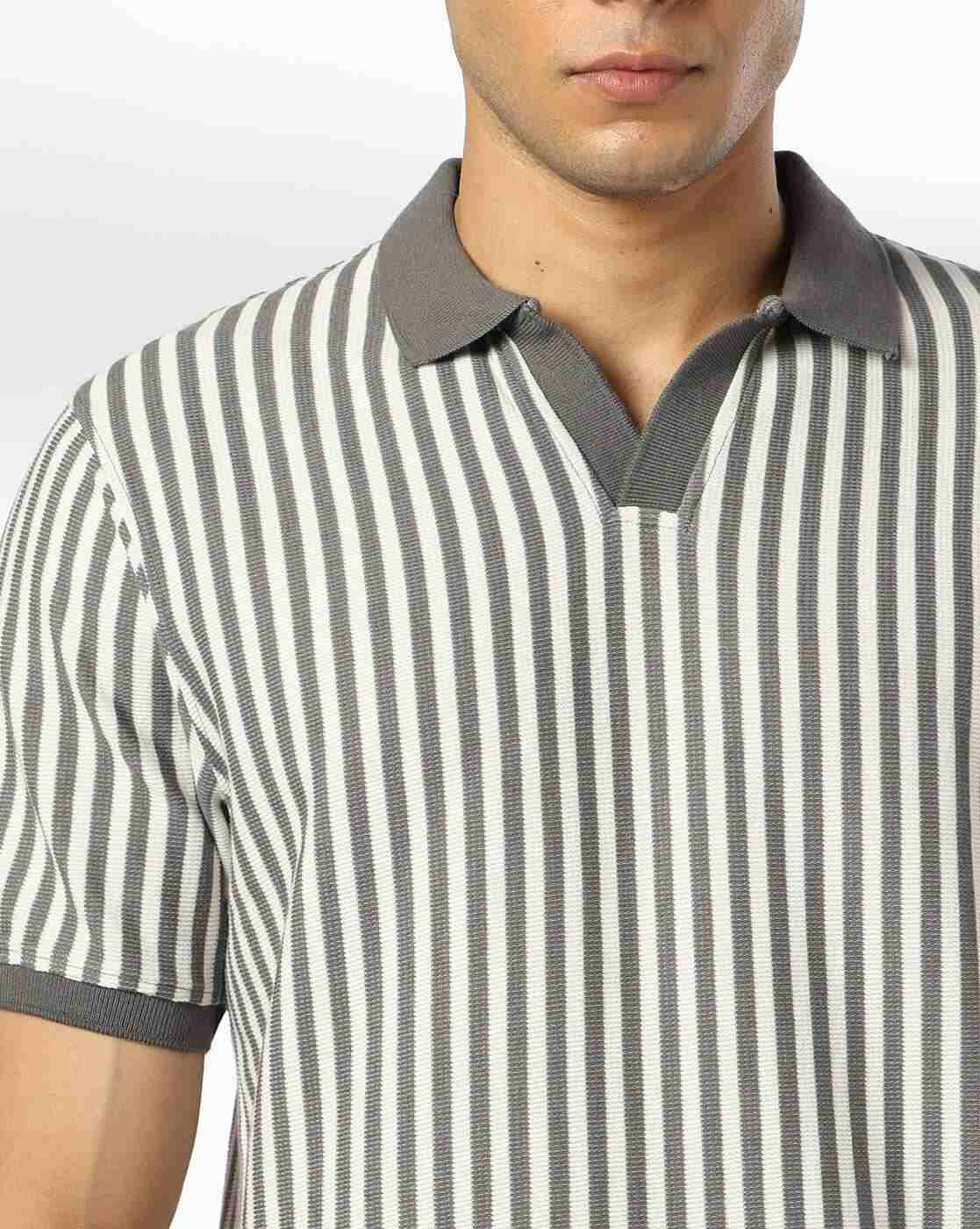Teamspirit | Men Striped Regular Fit Flatknit Polo T-Shirt|4