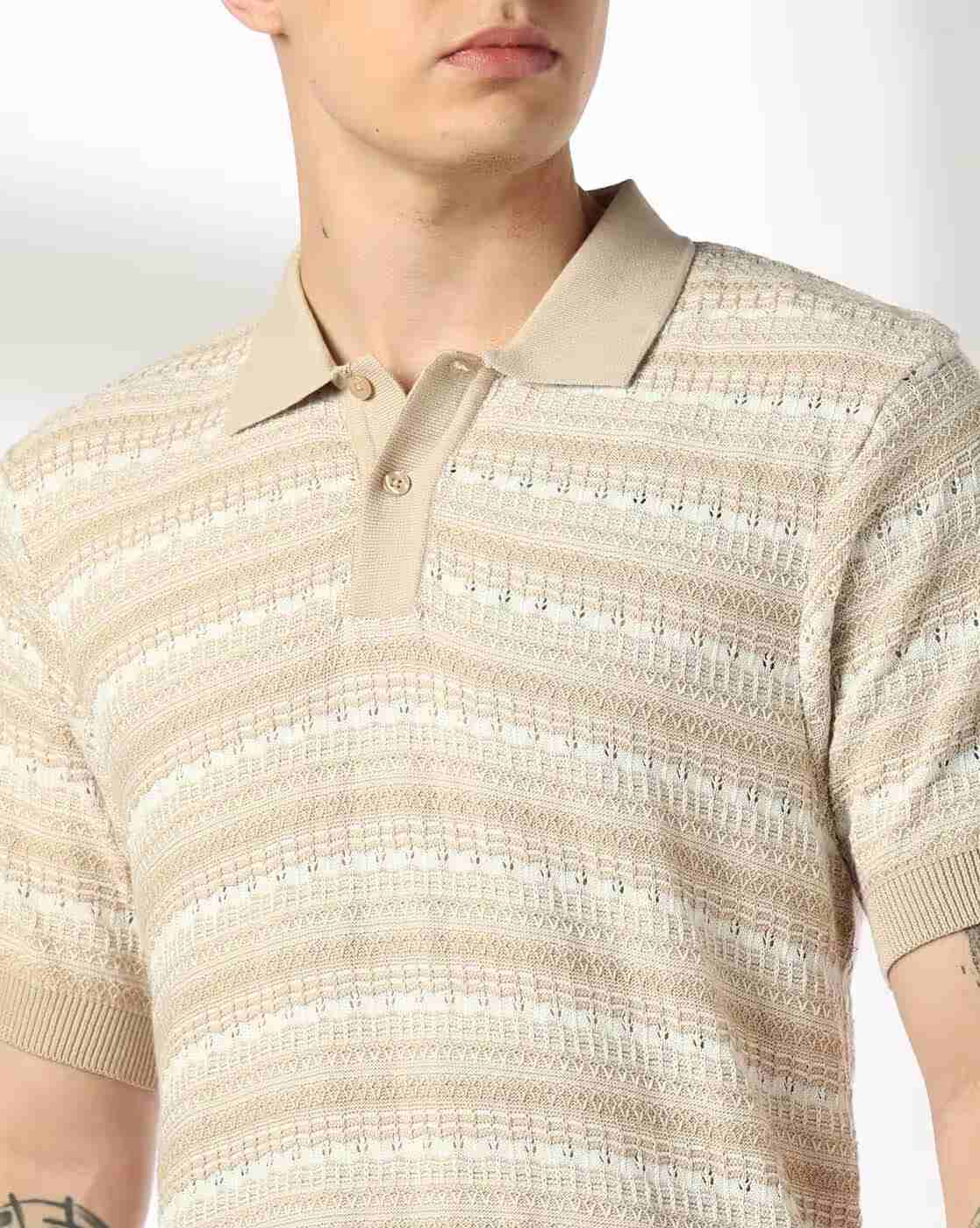 Teamspirit | Men Str Garded Striped Flatknit Polo T-Shirt|4