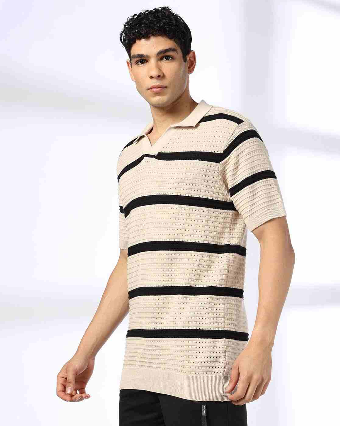 Teamspirit | Men Striped Regular Fit Polo T-Shirt|1