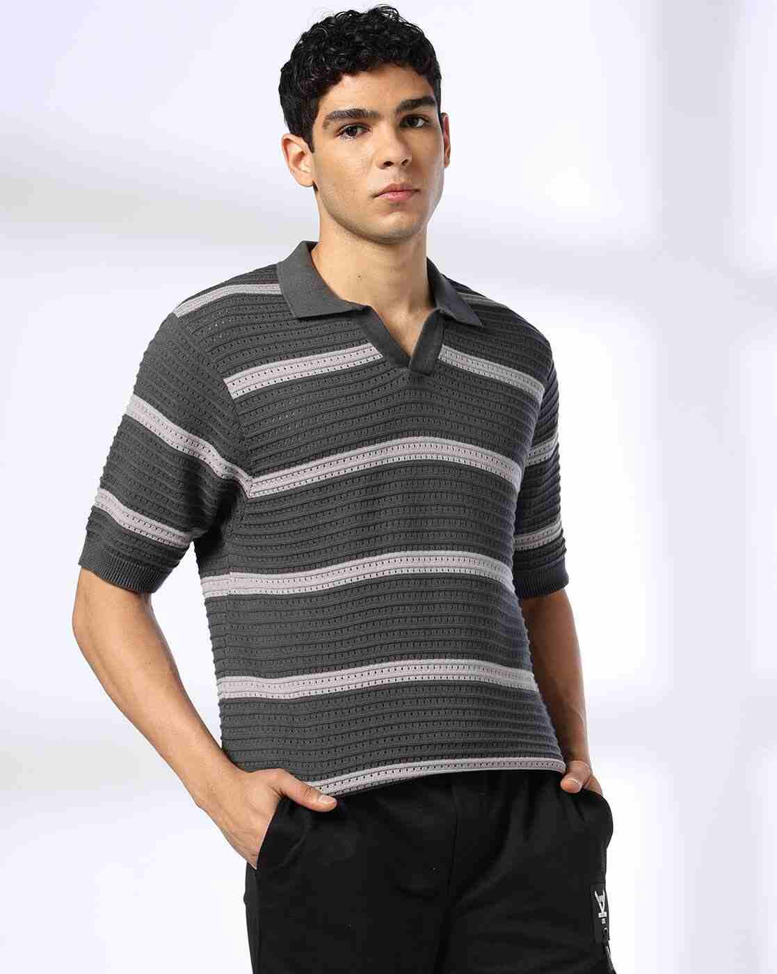 Men Bold Striped Regular Fit  Polo T-Shirt
