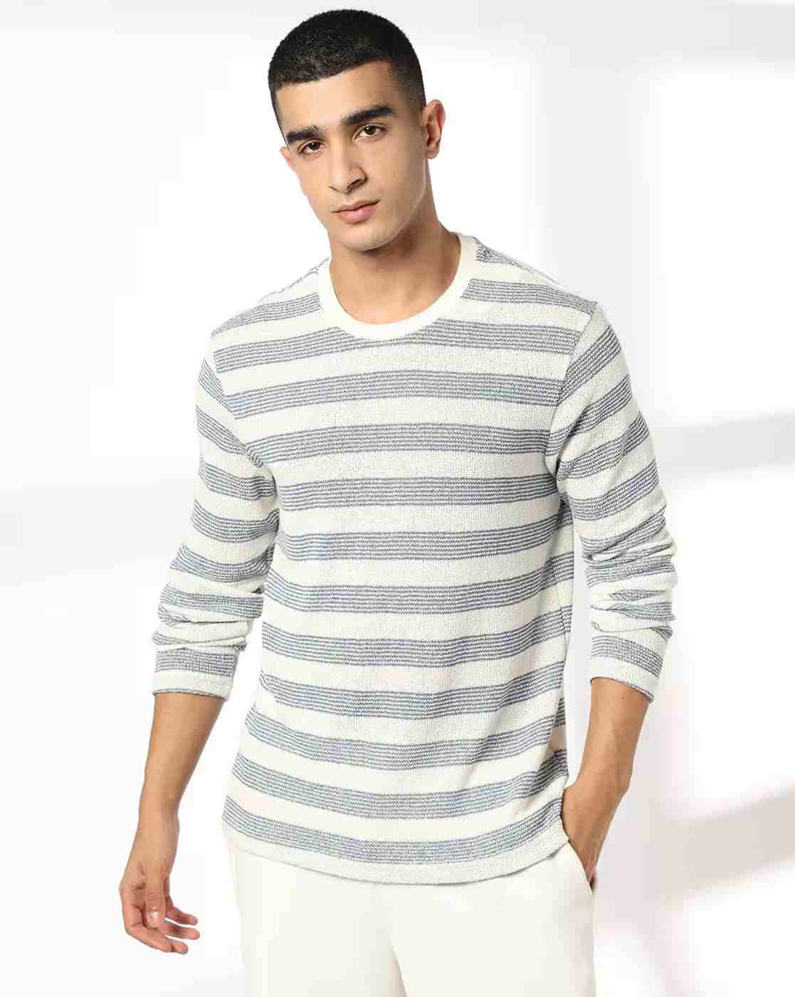 Teamspirit | Men Striped Regular Fit Crew-Neck T-Shirt|0