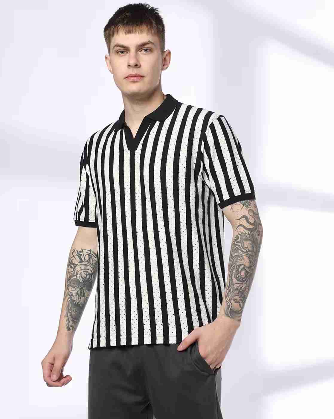 Teamspirit | Men Striped Regular Fit Polo T-Shirt|0
