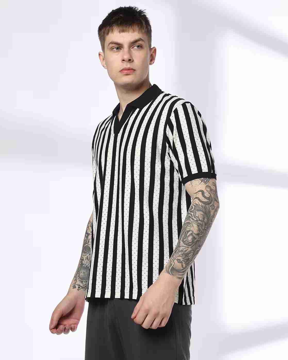 Teamspirit | Men Striped Regular Fit Polo T-Shirt|1