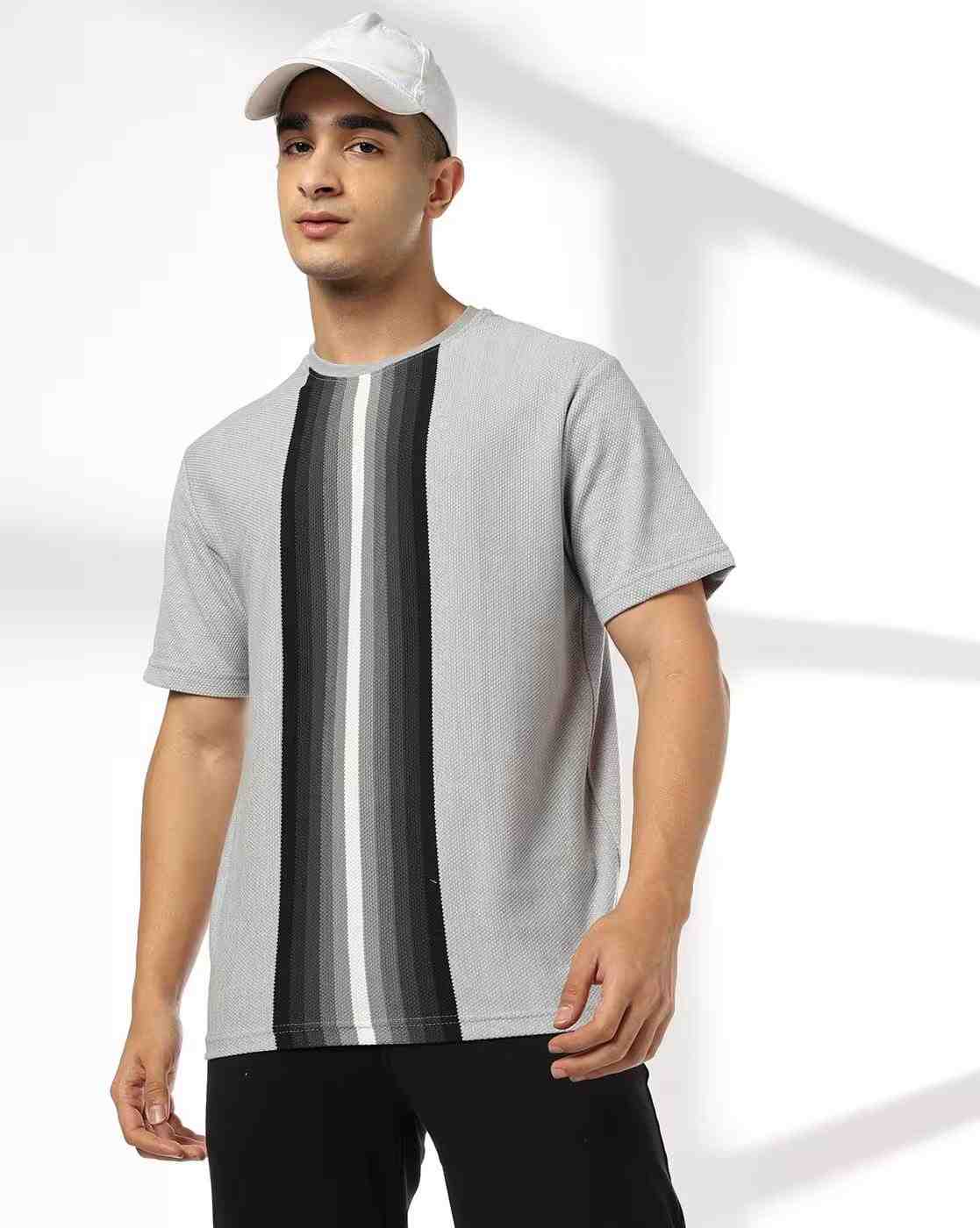 Teamspirit | Men Striped Regular Fit Crew-Neck T-Shirt|0