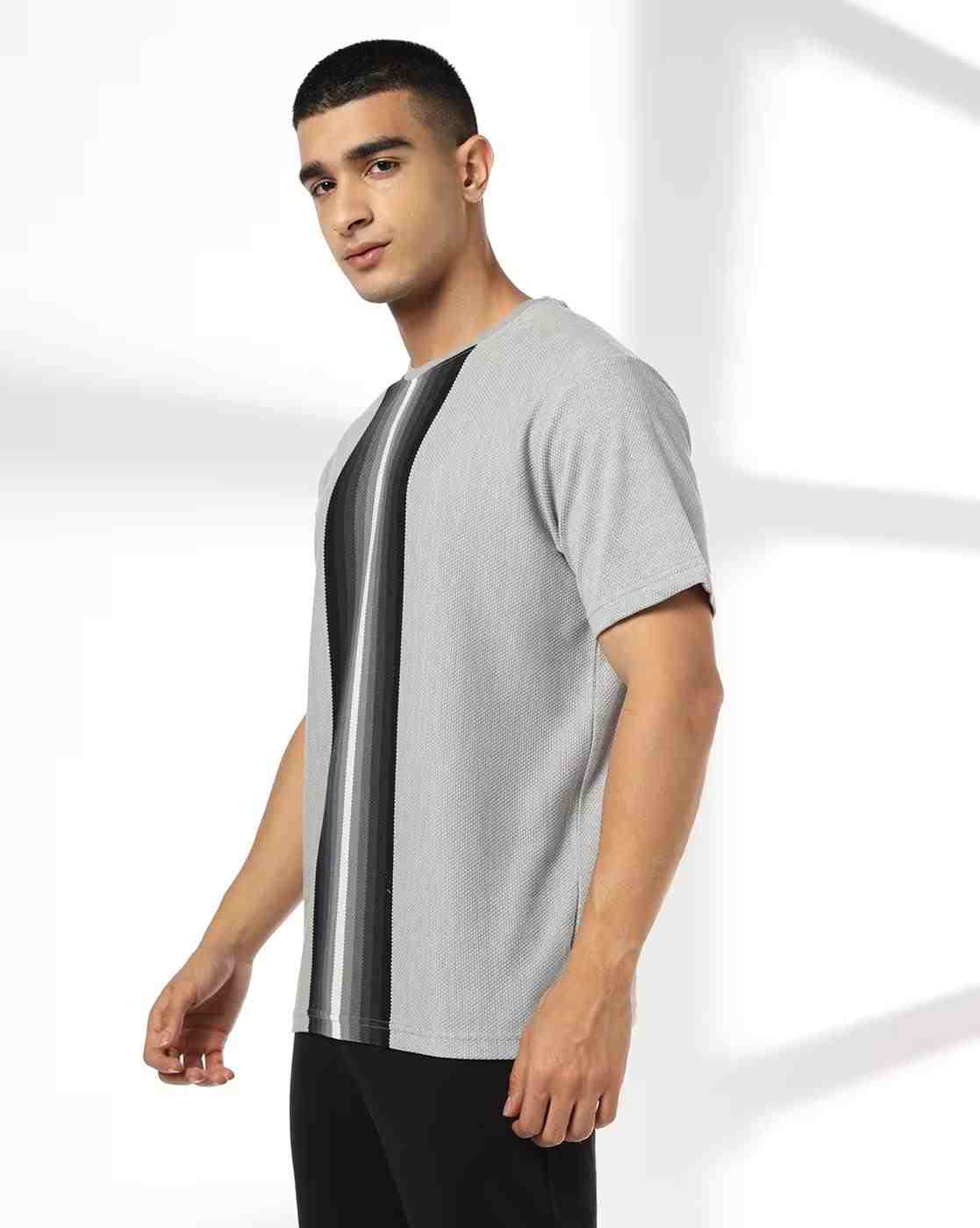 Teamspirit | Men Striped Regular Fit Crew-Neck T-Shirt|1