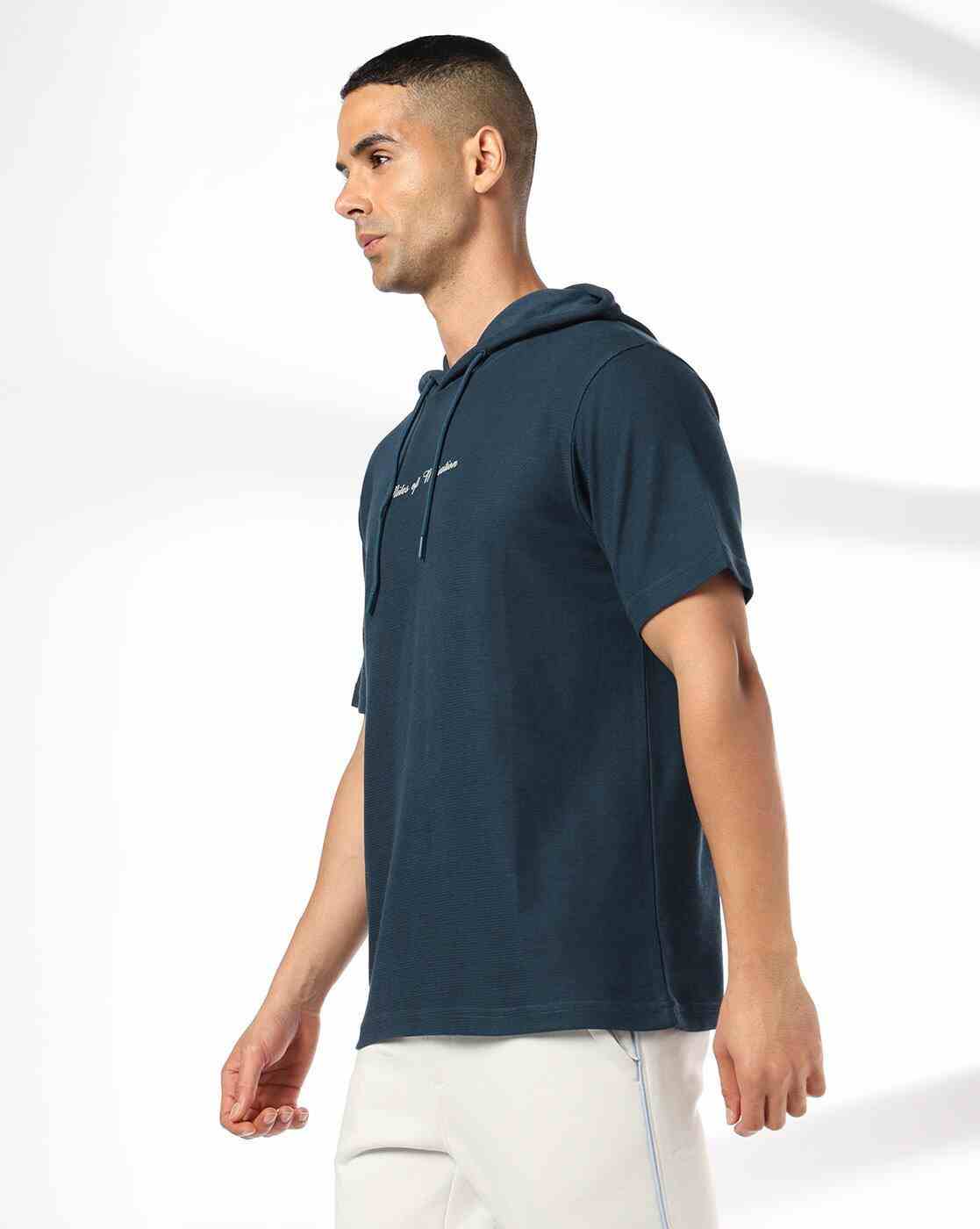 Teamspirit | Men Miles of Motivation Print Regular Fit Hooded T-Shirt|2
