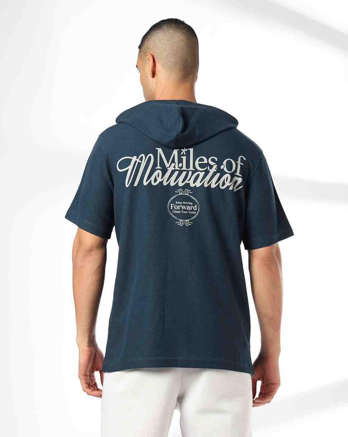 Teamspirit | Men Miles of Motivation Print Regular Fit Hooded T-Shirt|3
