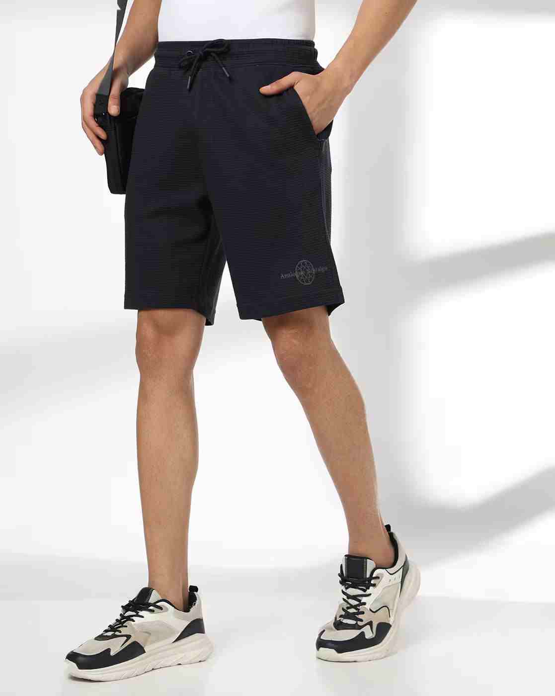 Men Regular Fit Waffle Knit Shorts