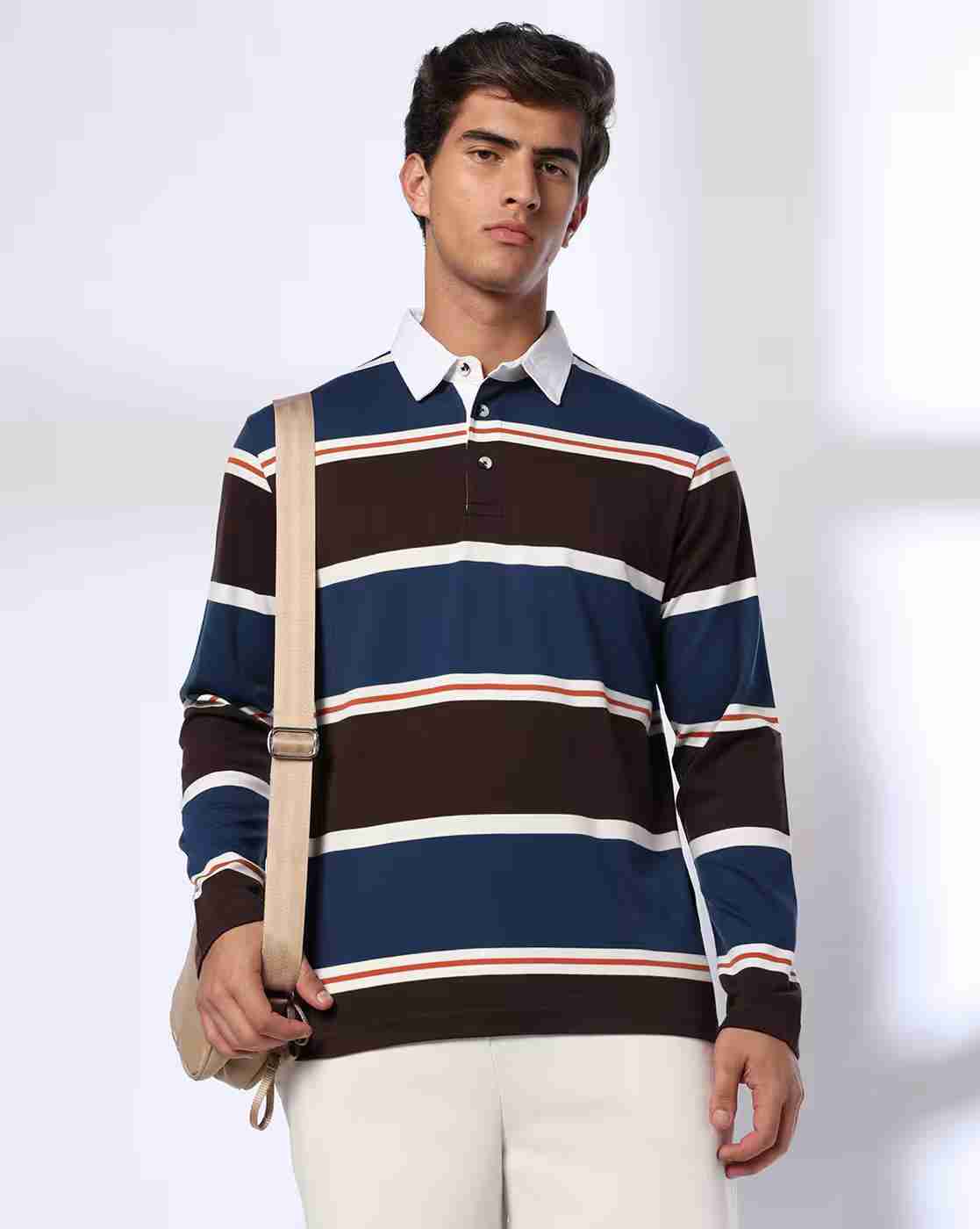 Teamspirit | Men Striped Regular Fit Polo T-Shirt|0