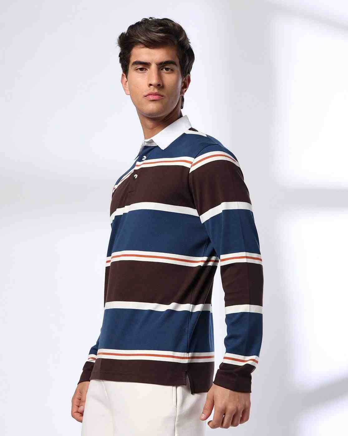 Teamspirit | Men Striped Regular Fit Polo T-Shirt|1