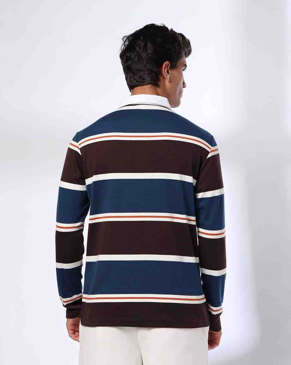 Teamspirit | Men Striped Regular Fit Polo T-Shirt|2