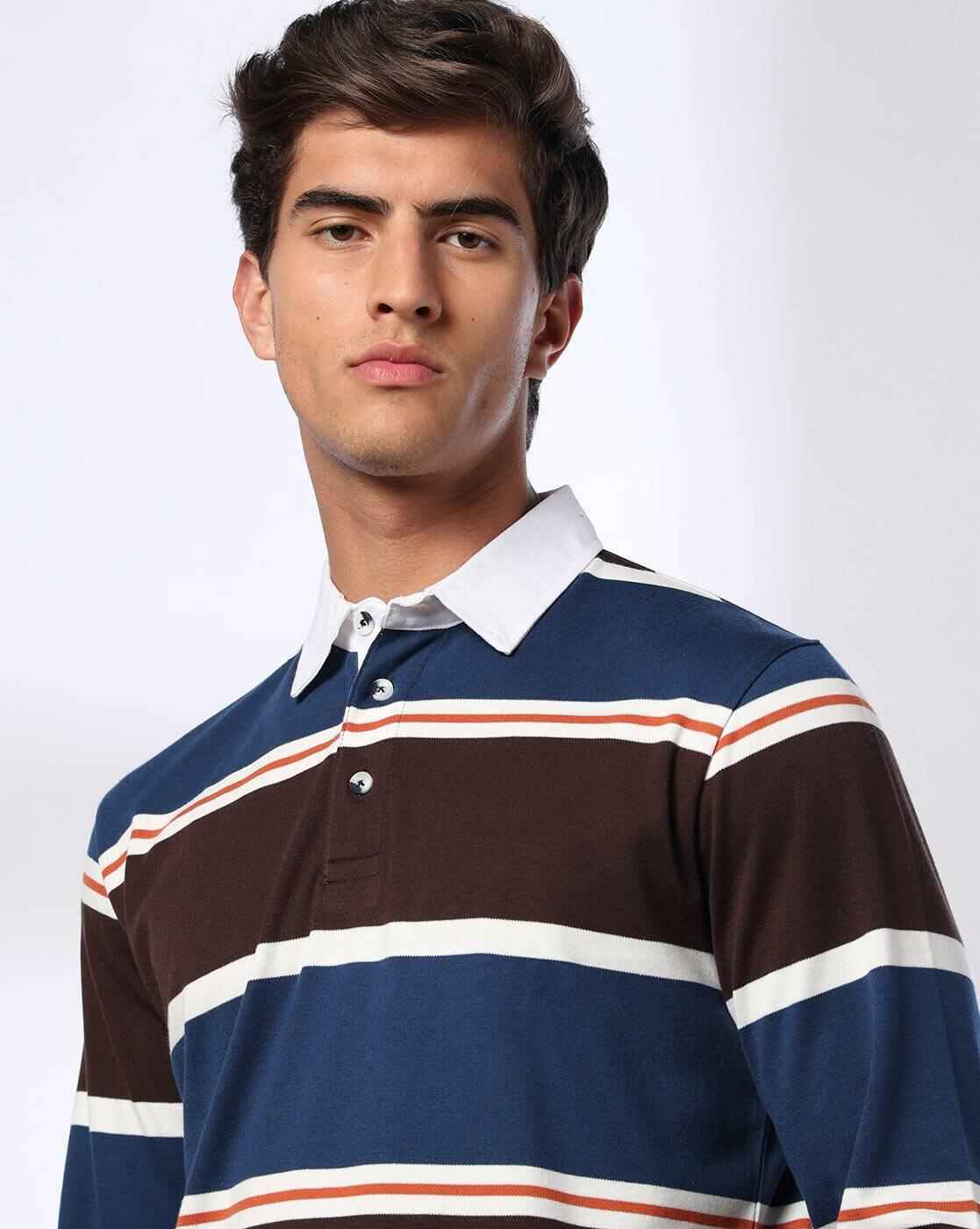 Teamspirit | Men Striped Regular Fit Polo T-Shirt|3