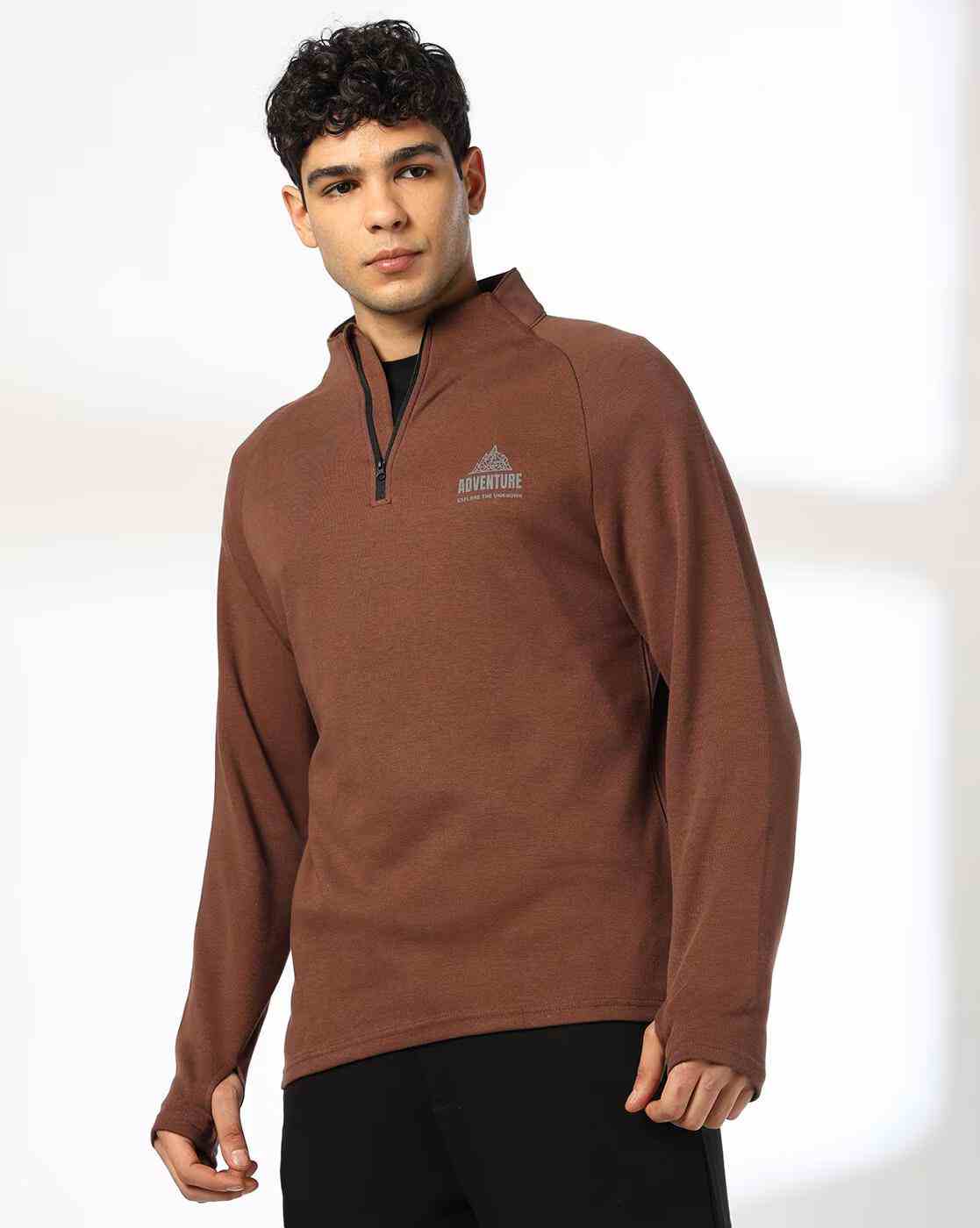 Men Regular Fit Polo T-Shirt with Half-Zip Closure