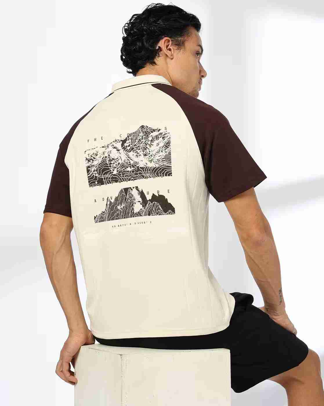 Men Colourblock Regular Fit Polo T-Shirt