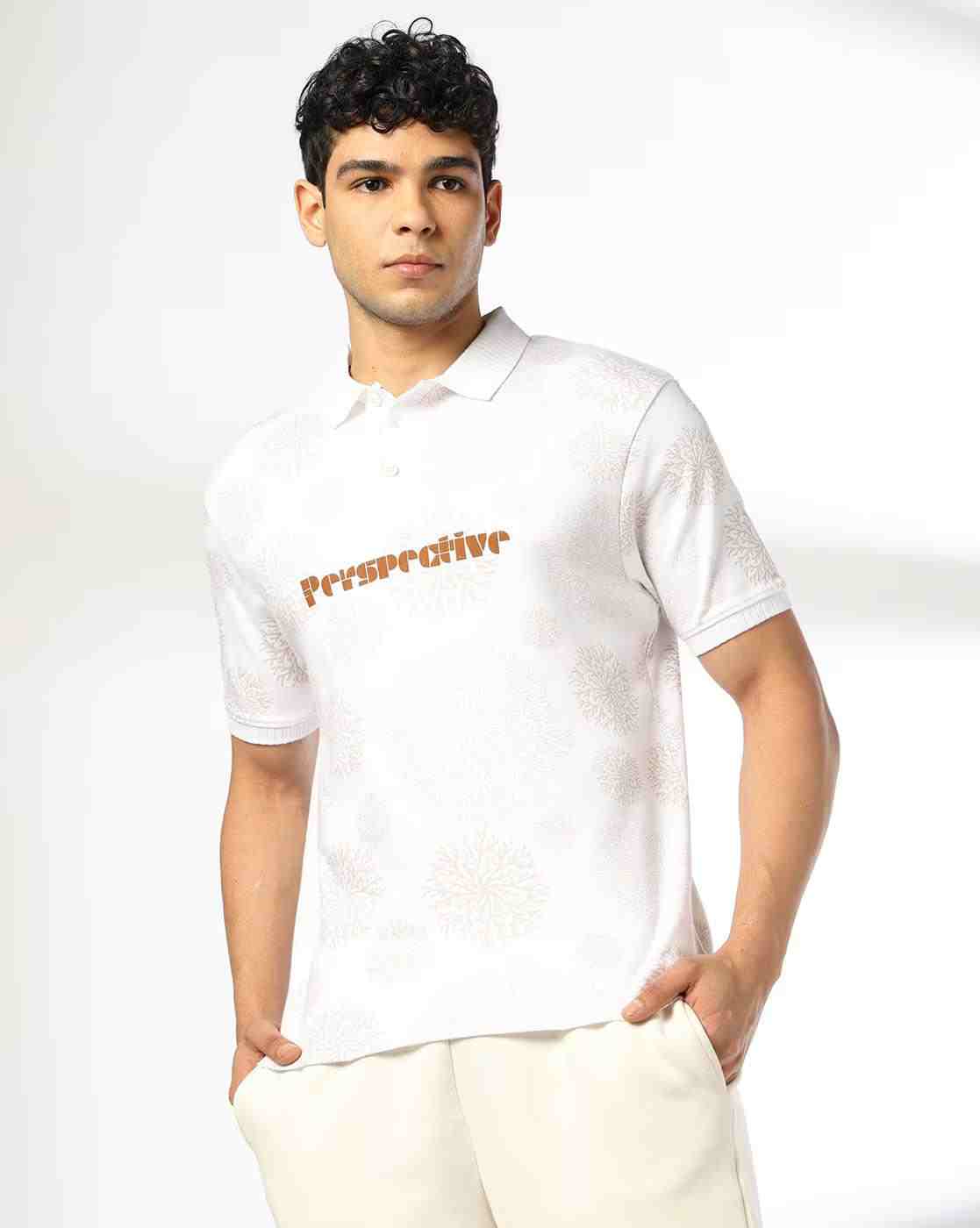 Men Floral Print Regular Fit Polo T-Shirt