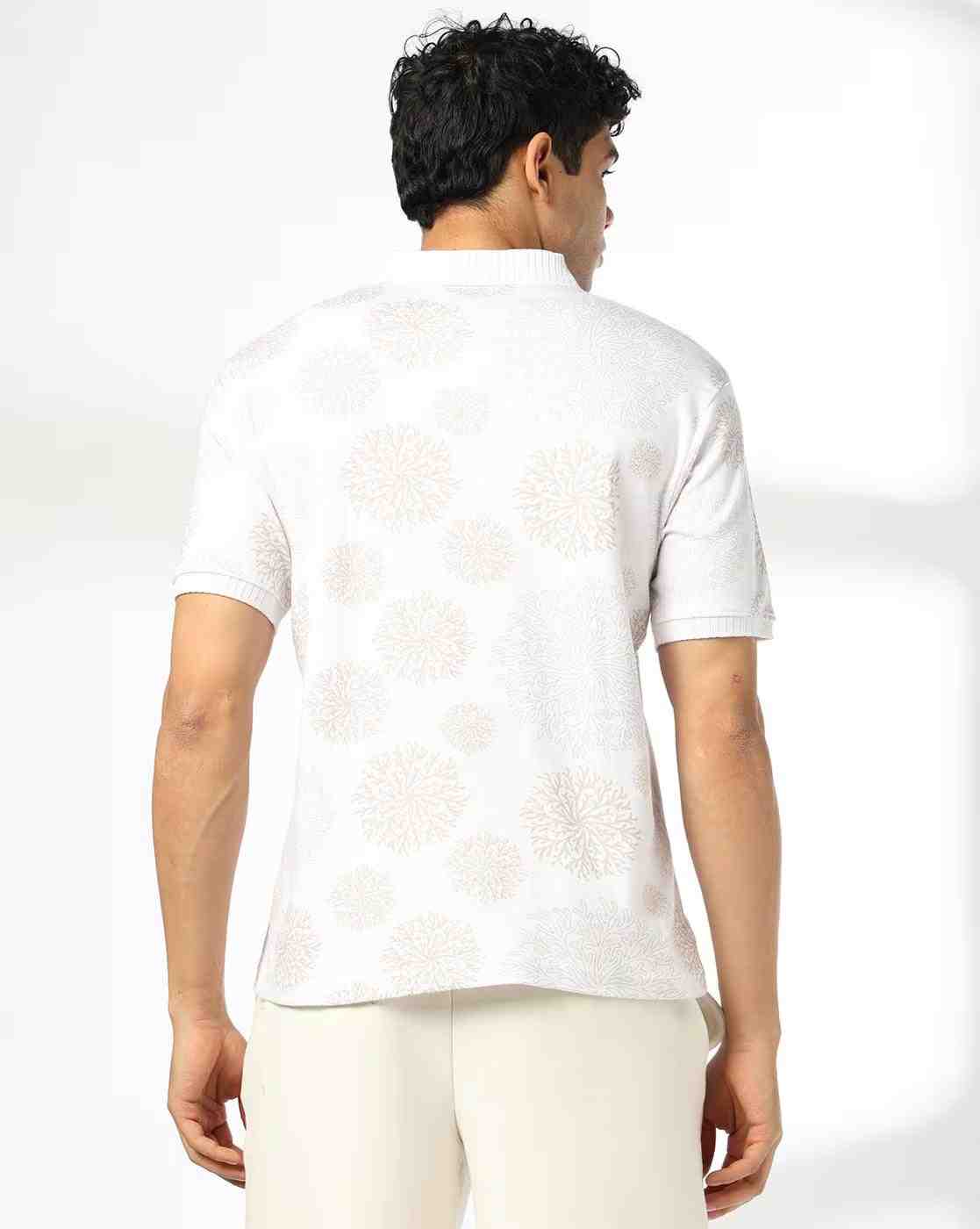 Teamspirit | Men Floral Print Regular Fit Polo T-Shirt|2