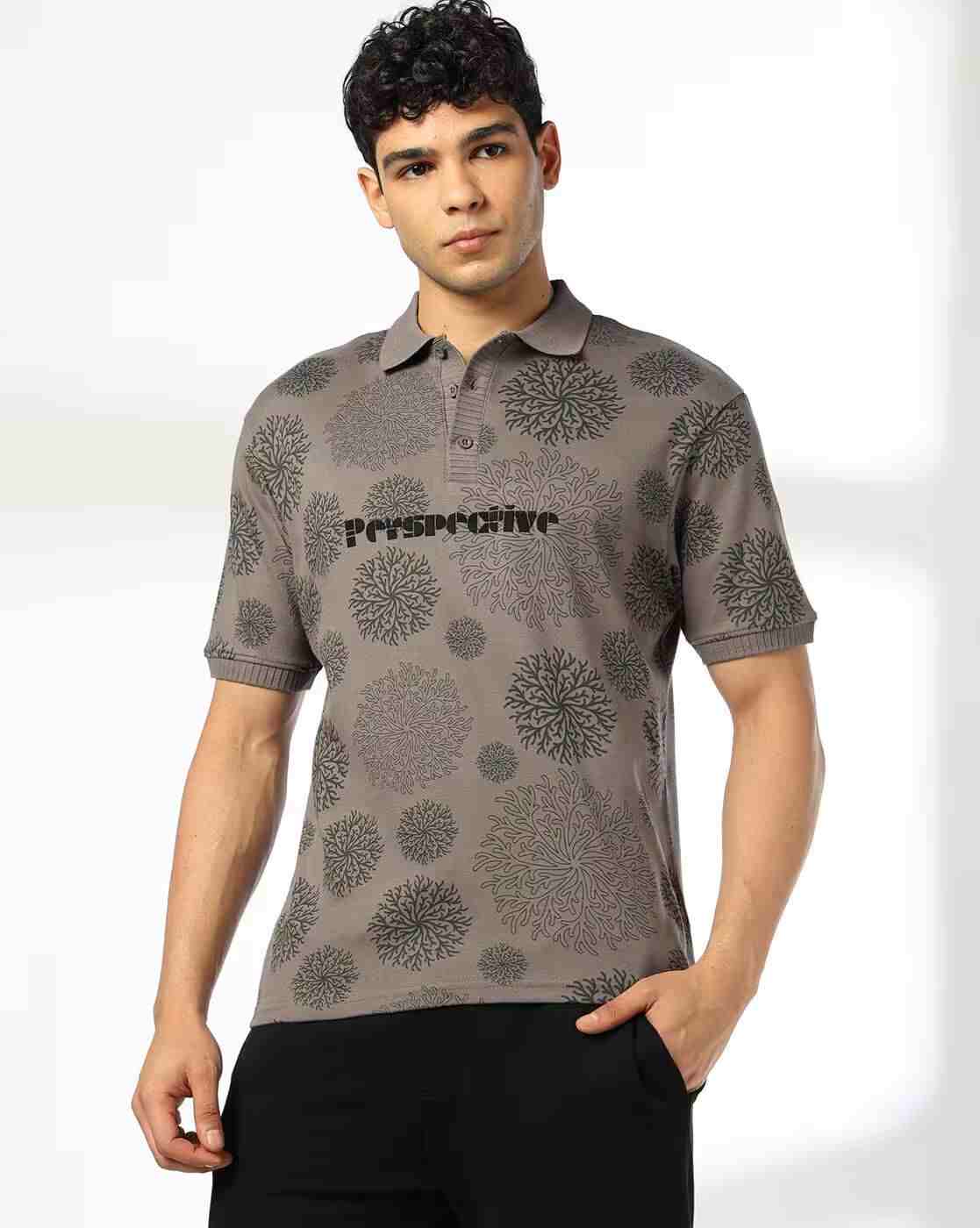 Men Floral Print Regular Fit Polo T-Shirt