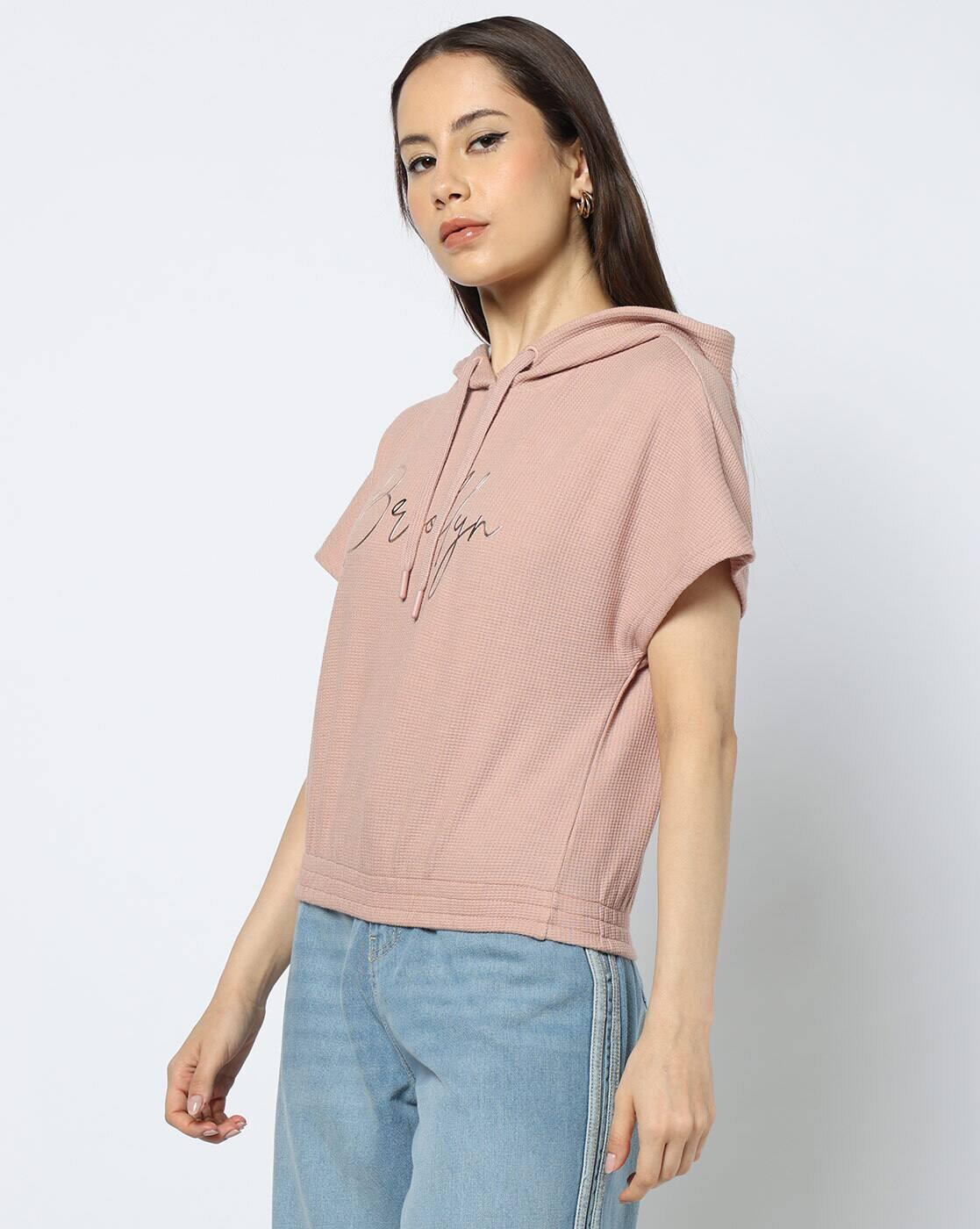Teamspirit | Women Waffle Boxy Fit Hoodie Top With Sticker Artwork|1