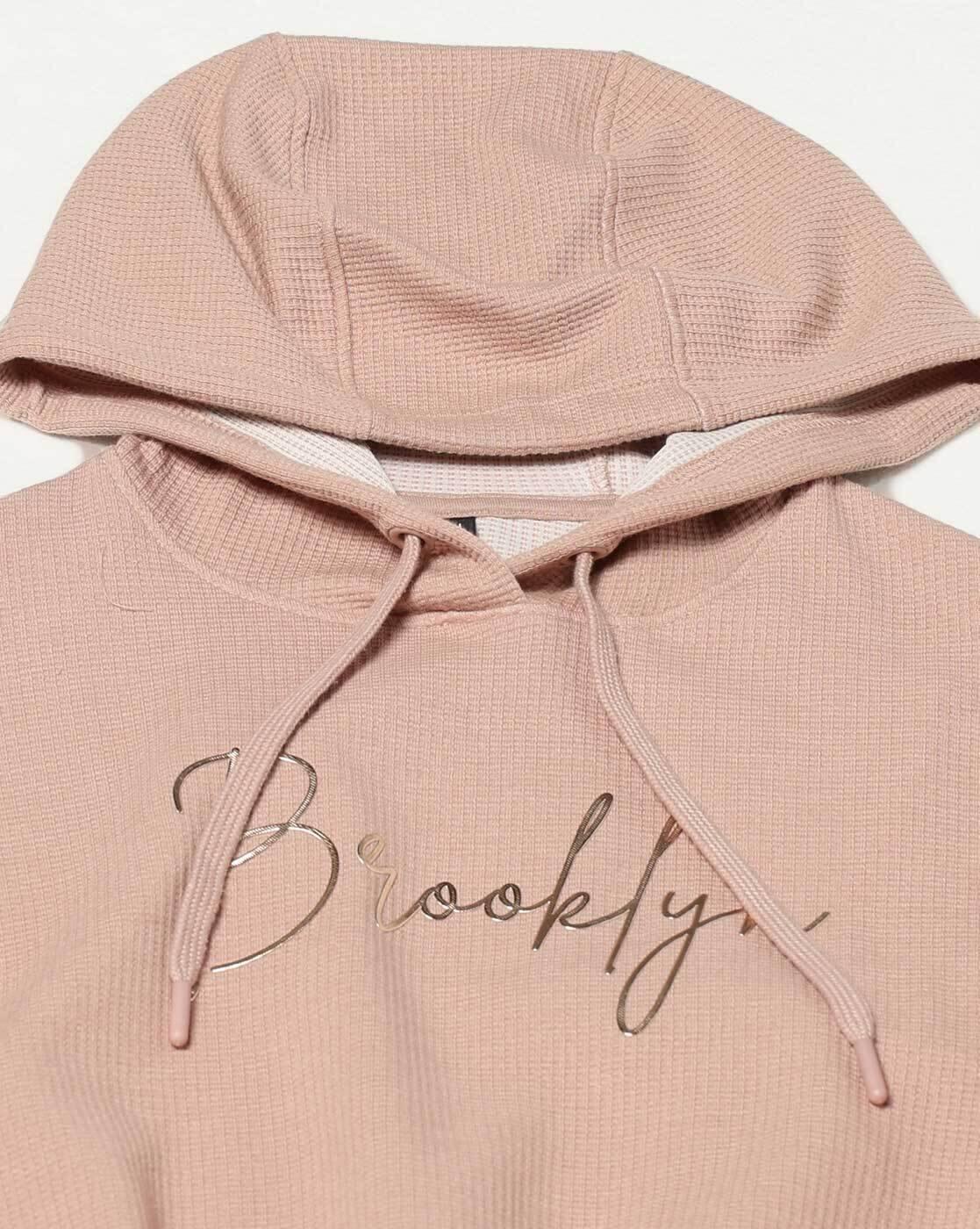 Teamspirit | Women Waffle Boxy Fit Hoodie Top With Sticker Artwork|6