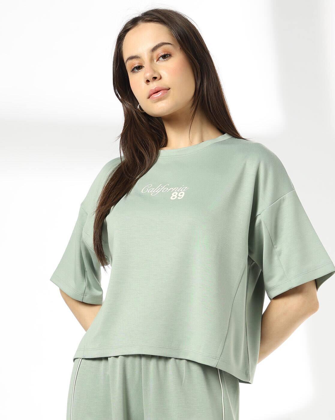 Teamspirit | Women Typographic Print Boxy Fit Cut & Sew Top|0