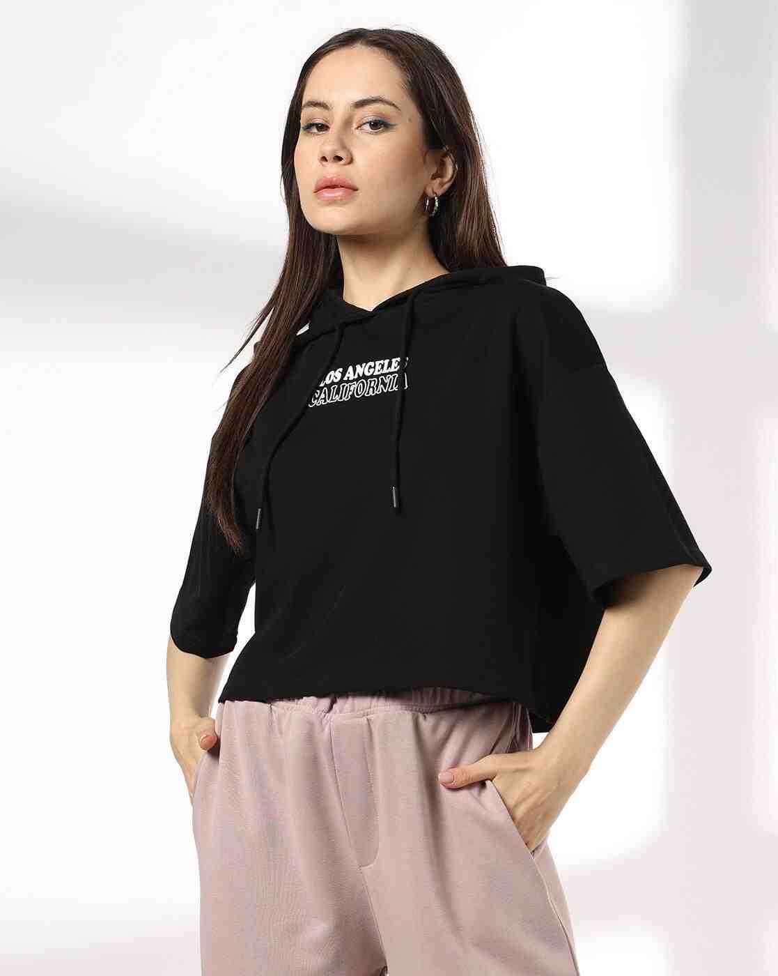 Teamspirit | Women Typographic Print Boxy Fit Hooded Top|0