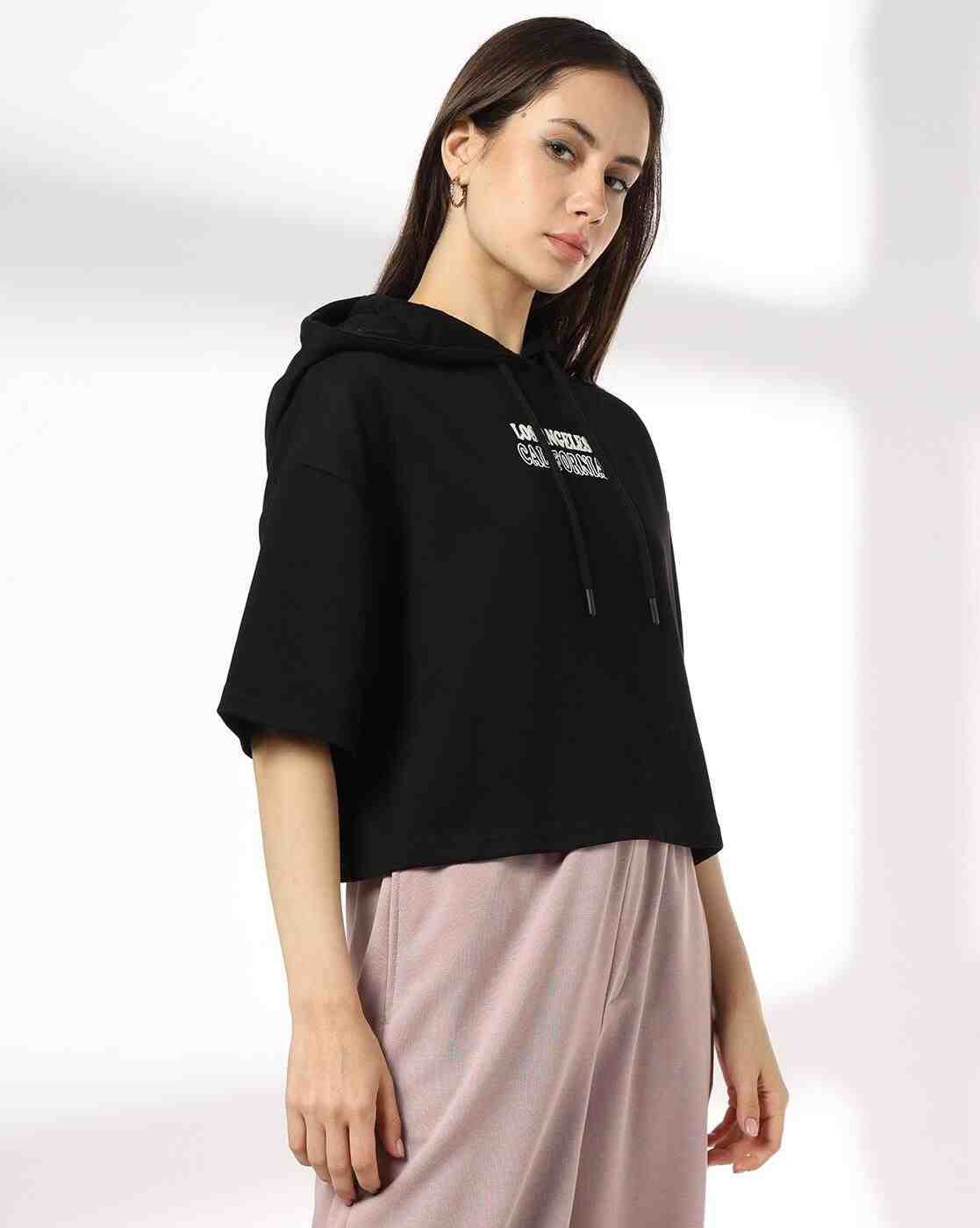 Teamspirit | Women Typographic Print Boxy Fit Hooded Top|1