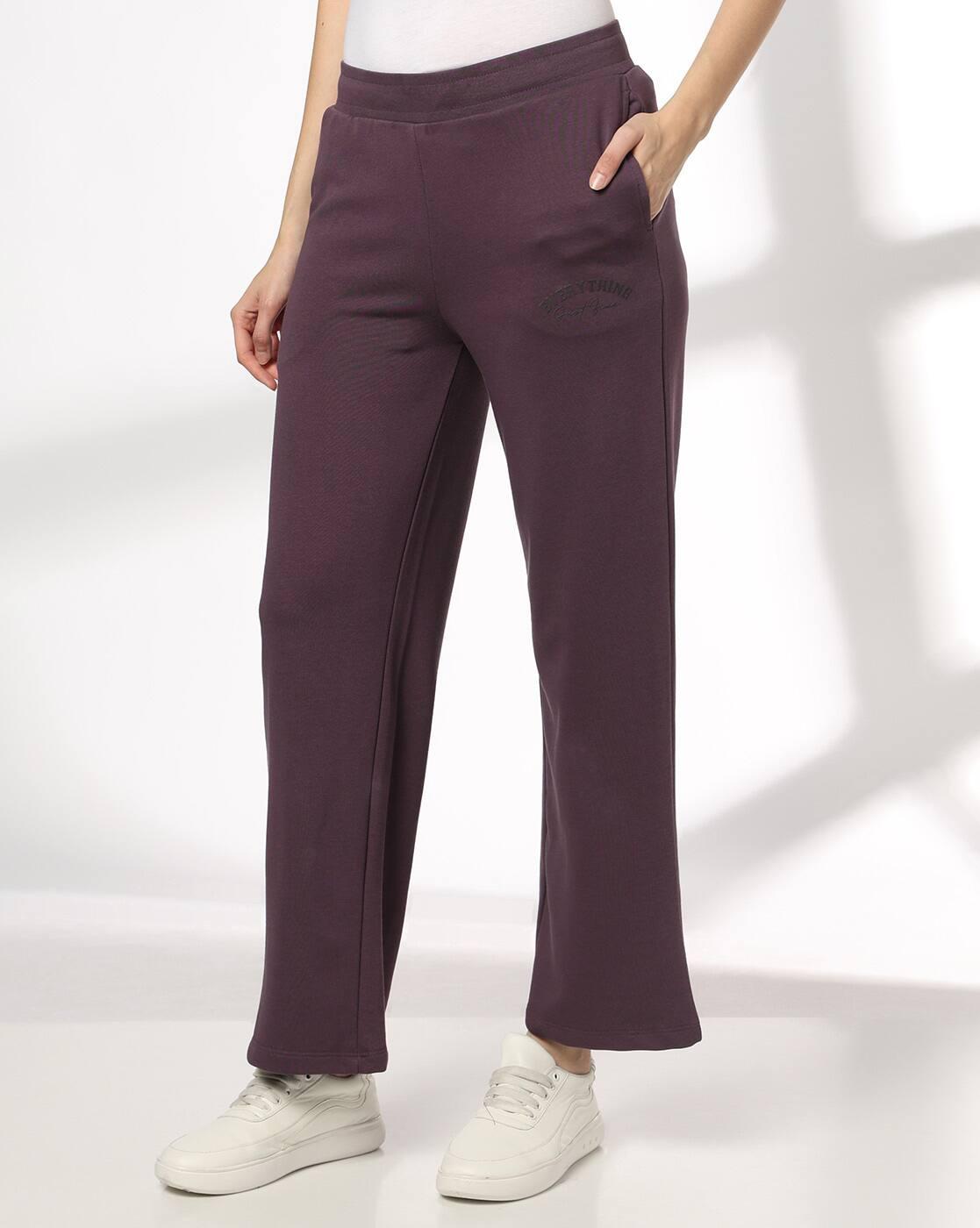 Women Typographic Print Wide-Leg Track Pants