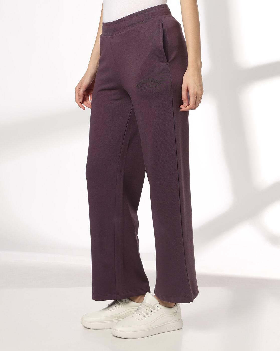 Teamspirit | Women Typographic Print Wide-Leg Track Pants|1