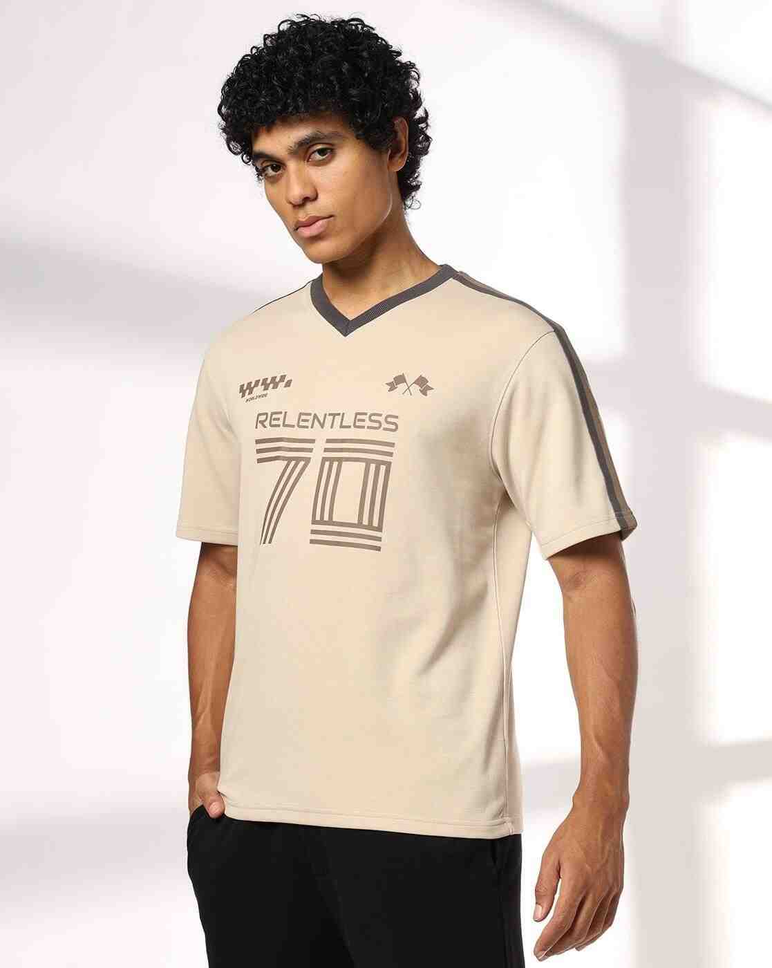 Men Printed V-Neck Regular Fit T-Shirt